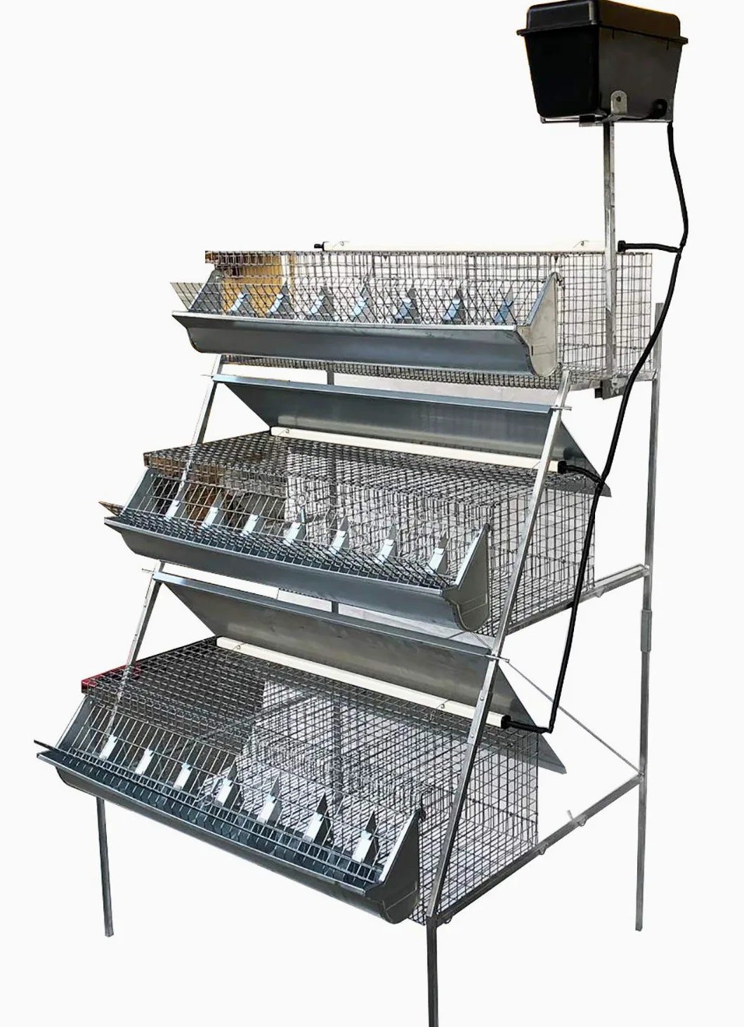Gabbia B3-100 Plus 3 Piani a Piramide per Ingrasso Conigli. Conigliera con 12 celle. Cm L 105 x P 95 x H 160