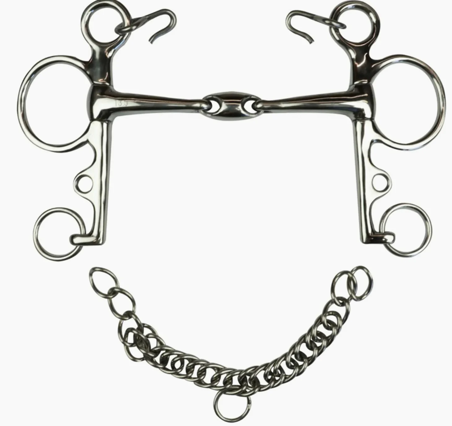 Horses, Pelham Pieno In Acciaio Inox Con Oliva e Aste Lunghe, Materiali di Alta Qualità, Resistente, Pratica e di Preciso Utilizzo