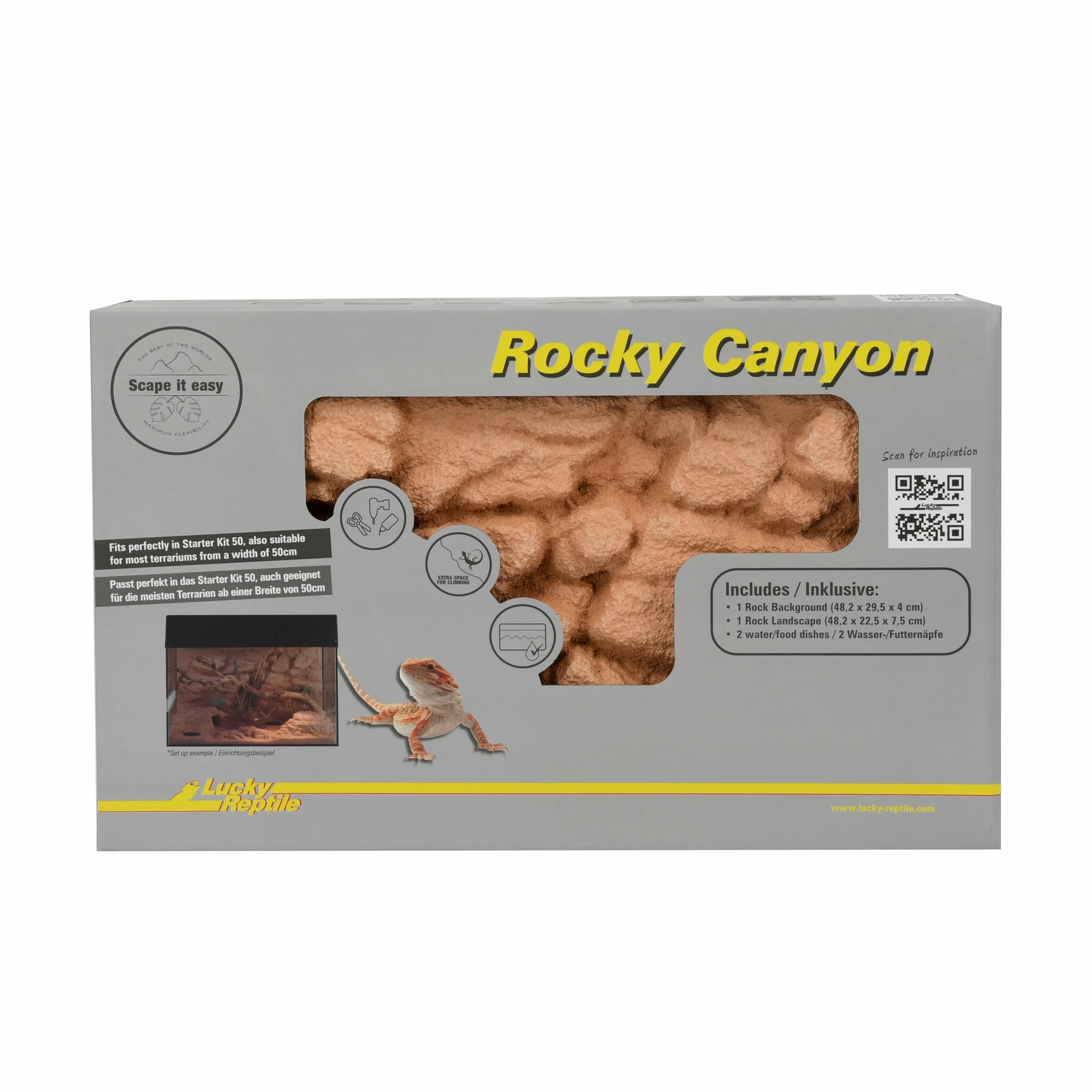 Lucky Reptile Rocky Canyon (2 pezzi) – Scape it Easy – Outback Red, 48 x 25 x 29 cm, per Starter Kit 50 cm