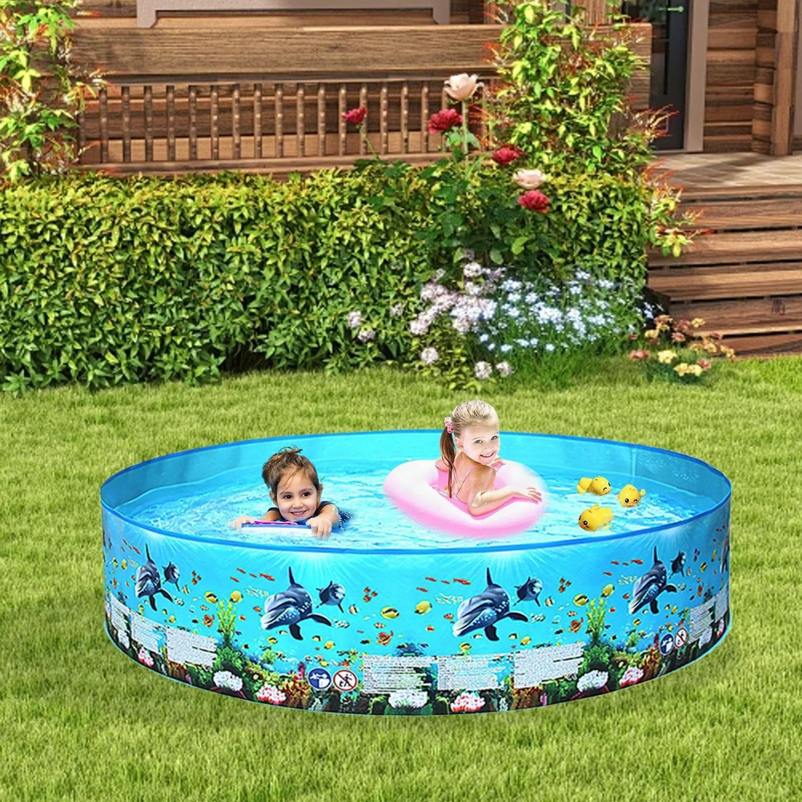 Piscina Rigida Pieghevole Vasca Non Gonfiabile Per Feste E Nuoto All'Aperto | Piscina Ad Acqua Per Famiglia Per Animali Domestici Bambini Adulti Famiglia Giardino Cortile Terrazza