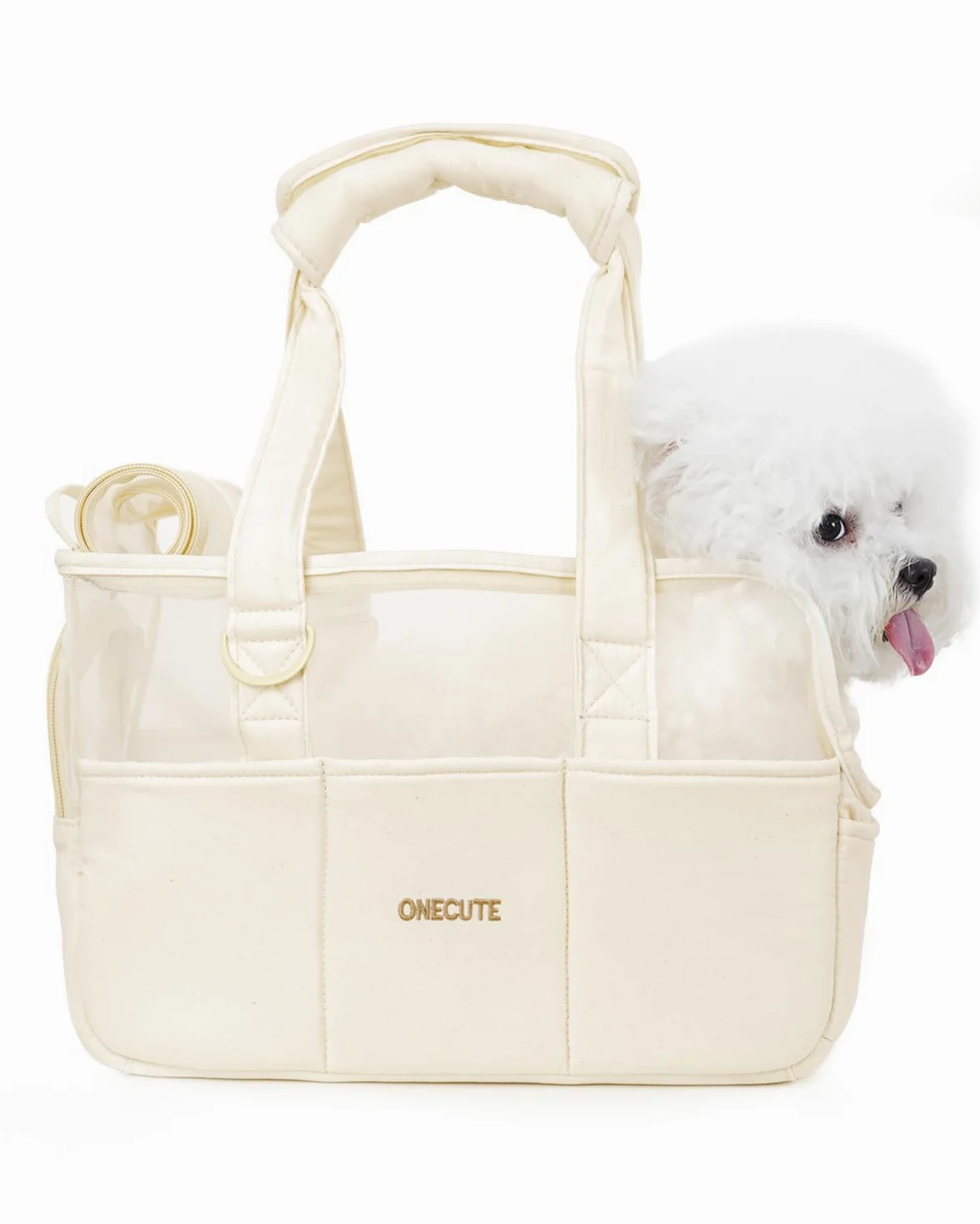 Trasportino per cani di piccola taglia, coniglio, gatto, con grandi tasche, borsa in cotone, trasportino per cani con lati morbidi, trasportino da viaggio pieghevole per cuccioli (beige traspirante,