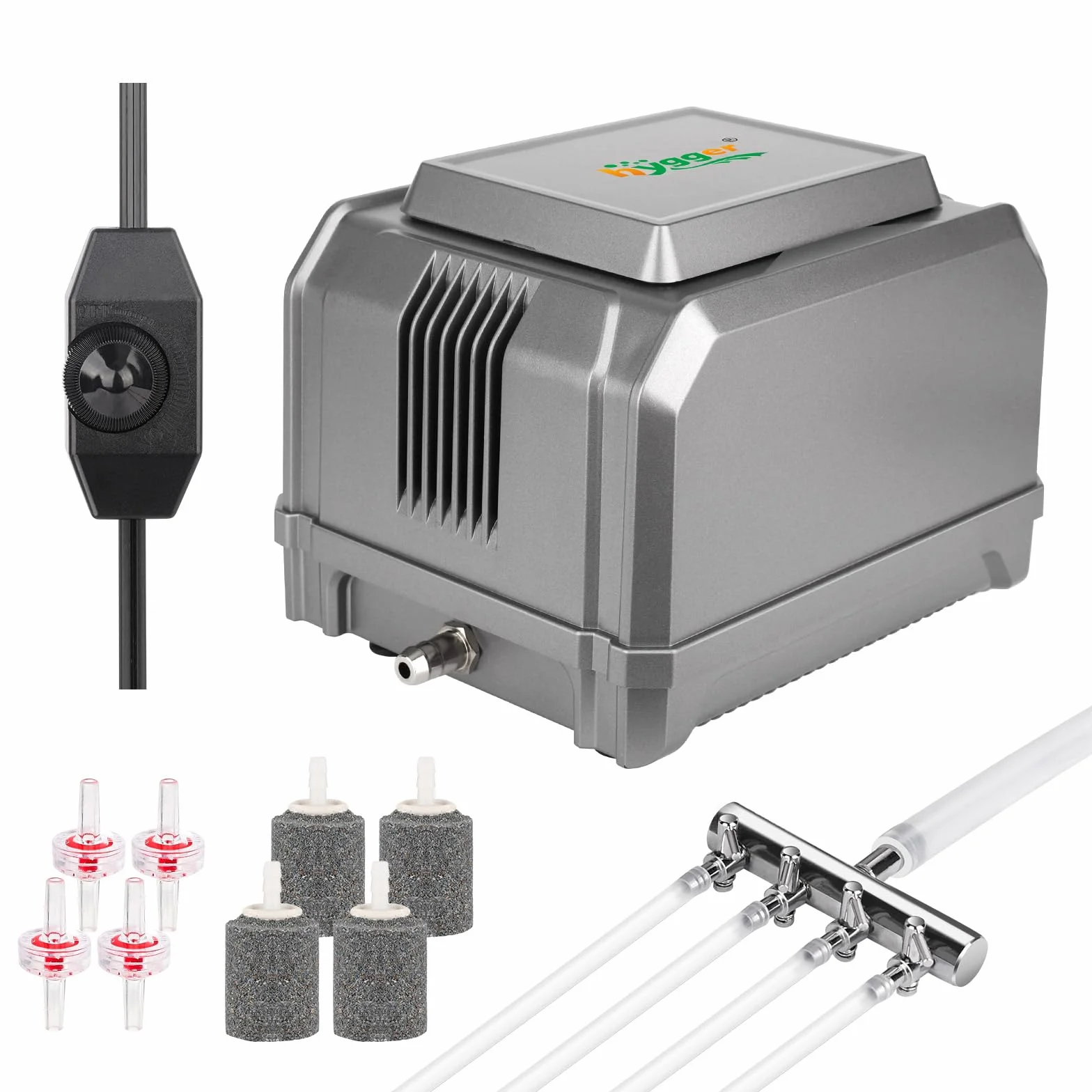 hygger Aeratore per Acquario,10W Ossigenatore per Acquario,870 LPH Powerful 4 Outlets Fish Tank Air Pump Up to 2200L Aquariums