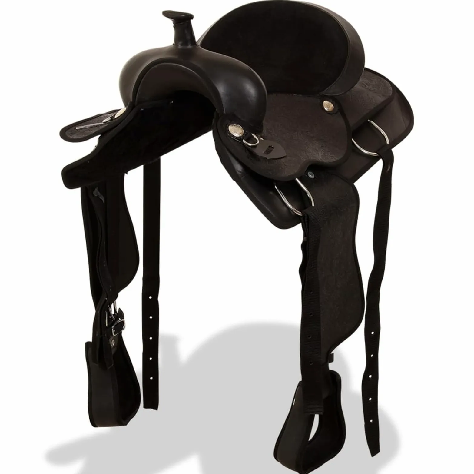 Homgoday Sella Western - Sella in vera pelle, 40,6 cm, colore: Nero