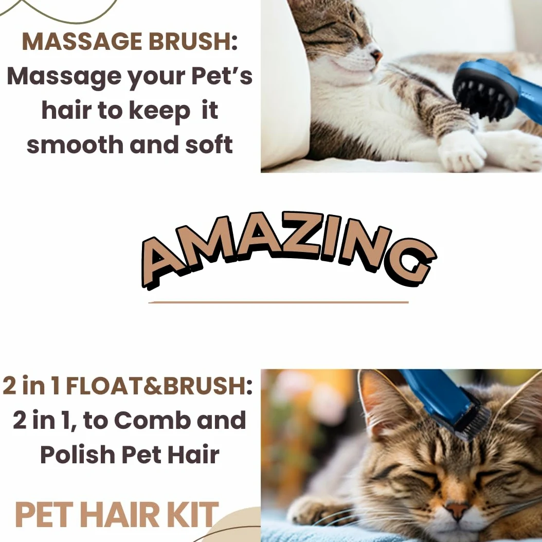BEHOME Aspirazione e Toelettatura Cani e Gatti, Aspirapolvere Cane e Gatto, Aspiraione Peli Animali e Aspirapelo, Tosatrice professionale 6 accessori, Silenzioso