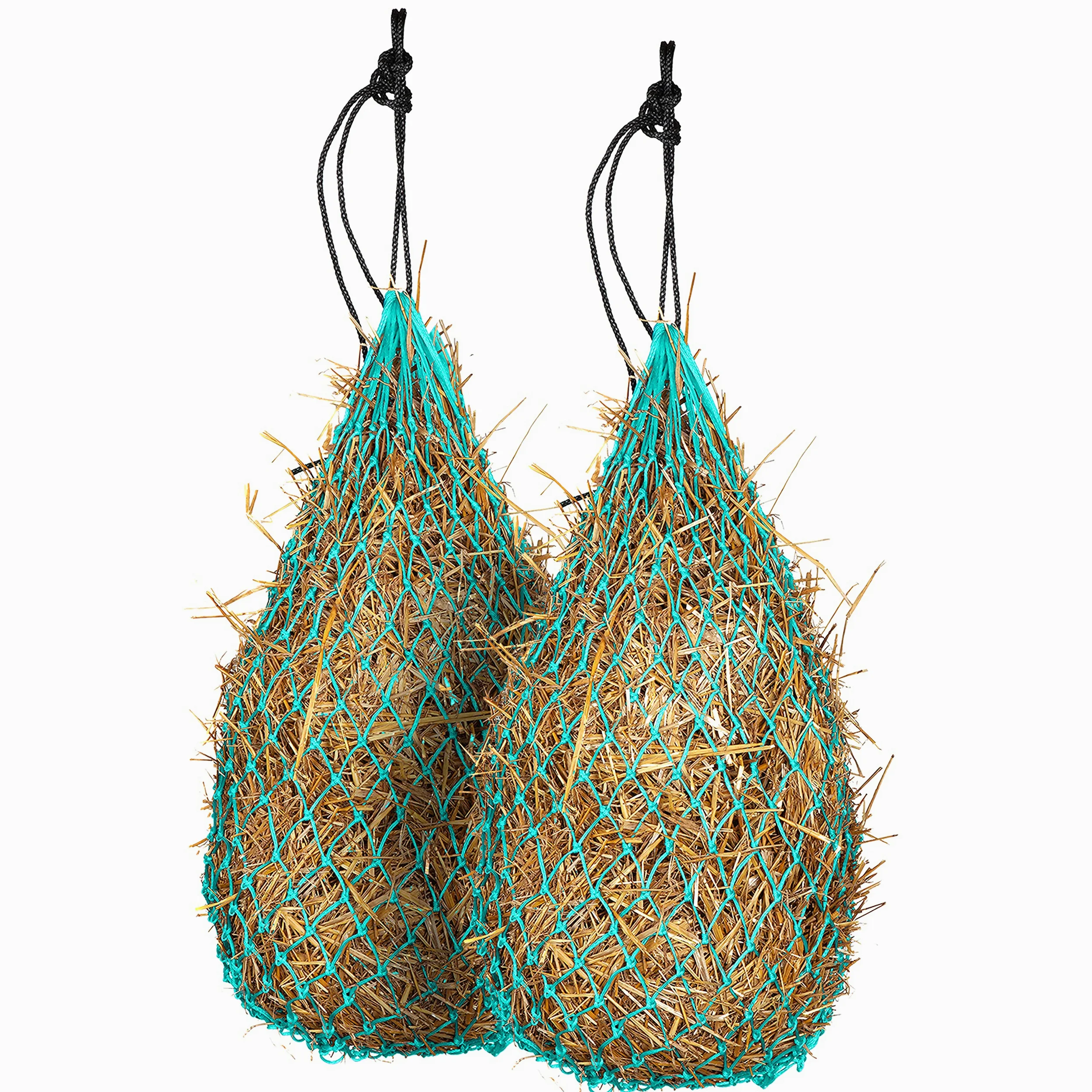 Majestic Ally 2 reti da fieno a alimentazione lenta da 106,7 cm per cavalli, forti fori piccoli da 5,1 x 5,1 cm, corda di nylon, alimentatore da viaggio regolabile per rimorchio e stallo, simula il