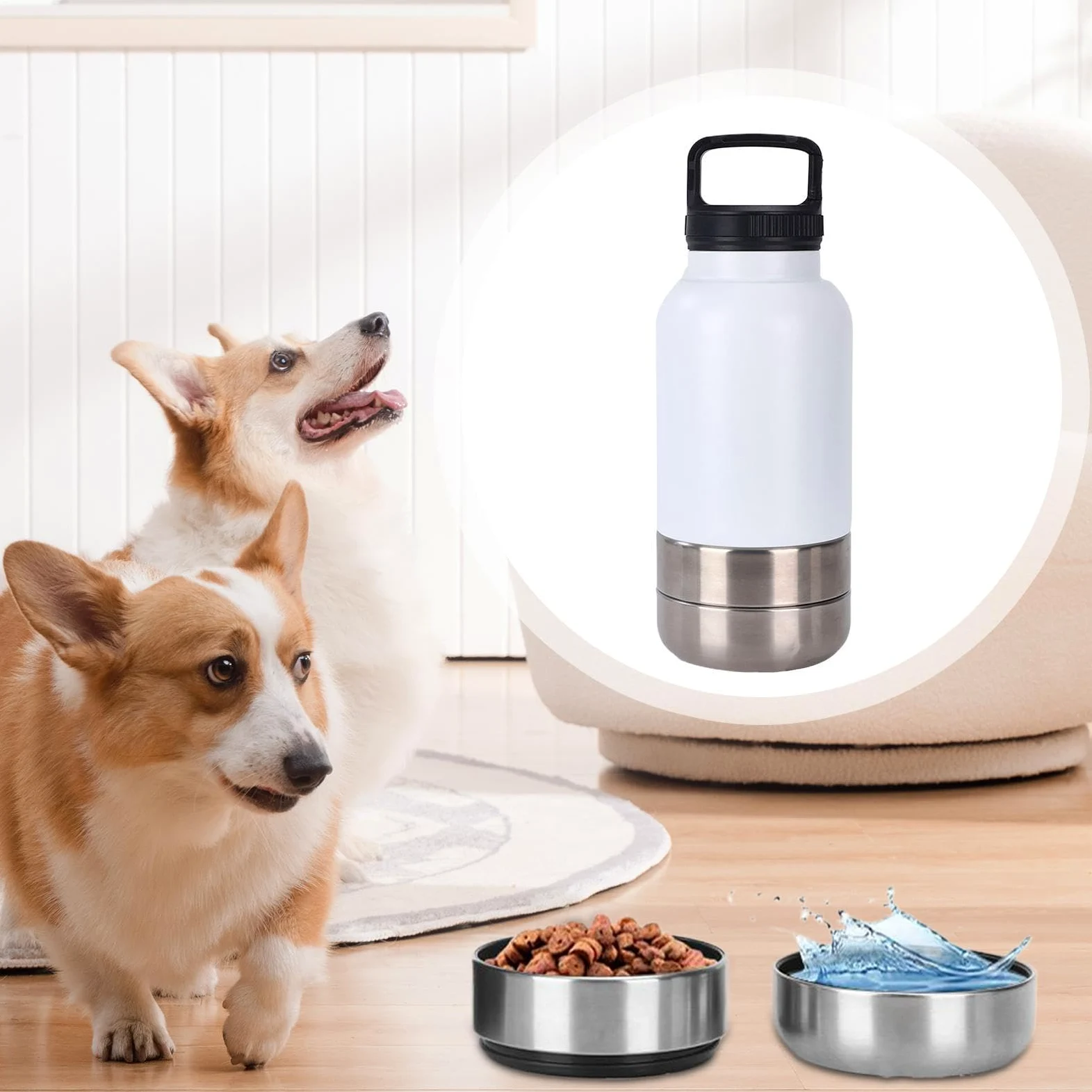 Borraccia Da Viaggio Cani Dispenser D'Acqua Portatile Da 1,52 L Per Cani | Borraccia In Acciaio Inossidabile Da Cuccioli Per Escursioni Campeggio Picnic All'Aperto Passeggiate Dormitorio Appartame