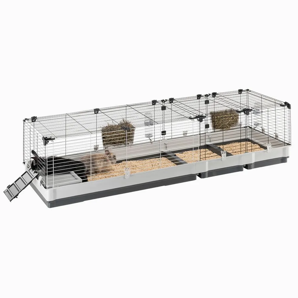 FERPLAST - Gabbia per porcellini d'India - Gabbia per conigli - Gabbia e accessori inclusi - Apribile e componibile 205 x 60 x h 50 CM - Krolik, 200