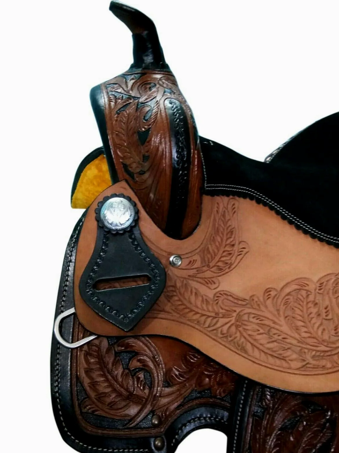 Western Horse Saddle Leather Western Barrel Racing Trail Horse Saddle con testiera
