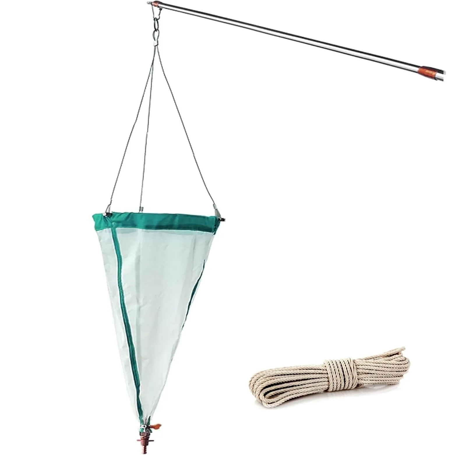 Rete per raccolta plancton, rete da traino in nylon ispessito 125/200, maglia fine con asta telescopica e fiala per la ricerca acquatica