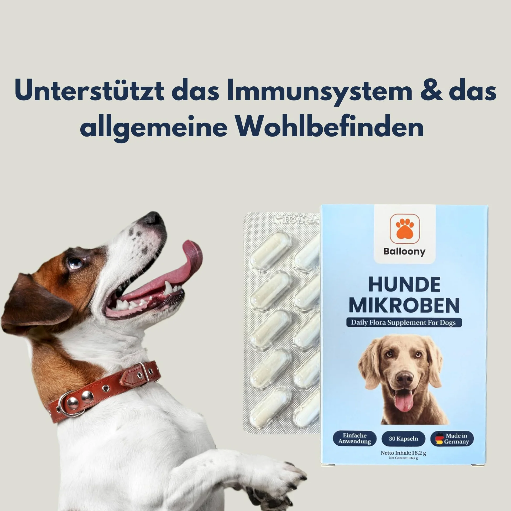Microbi per cani – probiotici premium per la salute digestiva (30 capsule)
