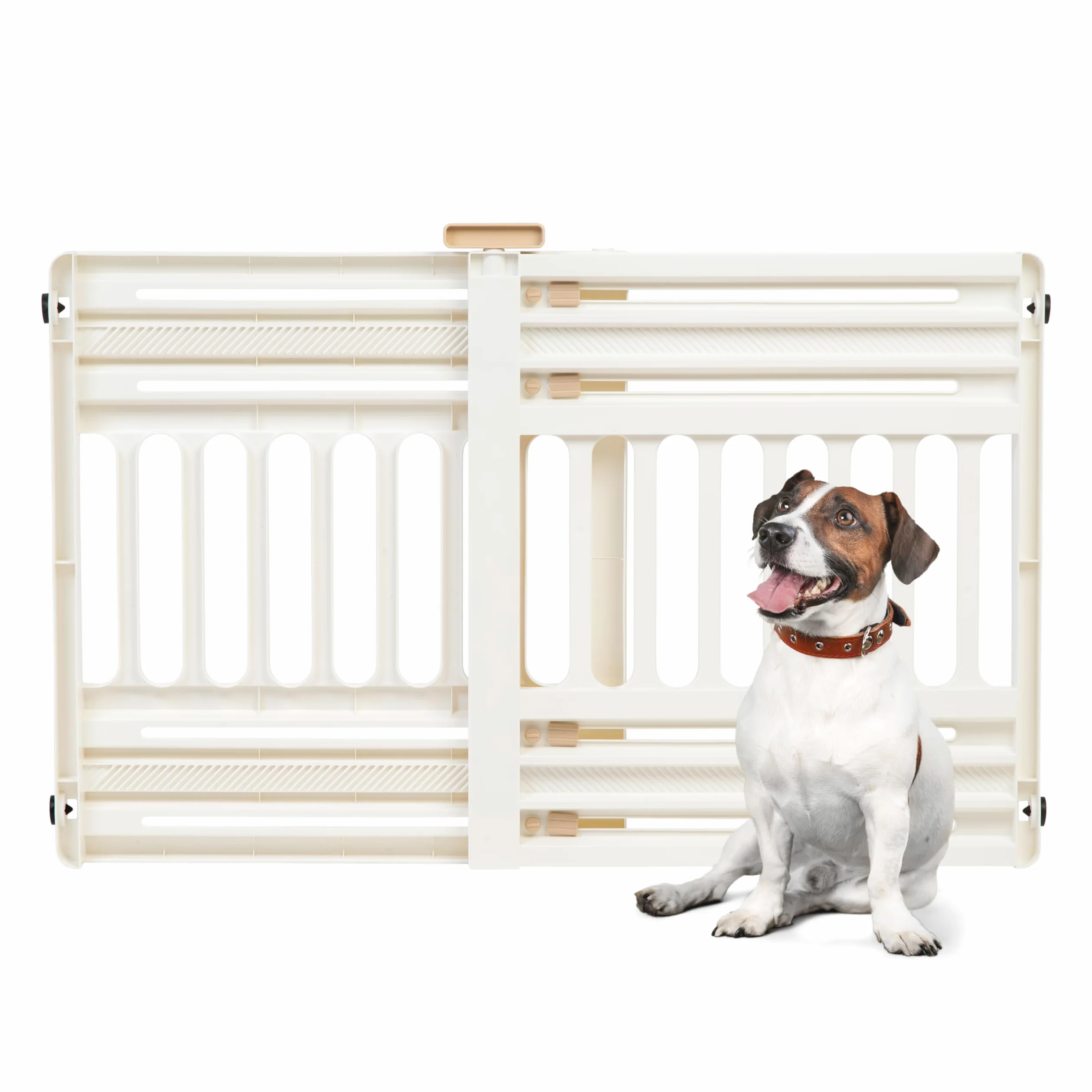 Iris Ohyama, Cancello di sicurezza per animali domestici con chiusura a pressione, estensibile da 61 a 100 cm, chiusura a mano, 2 tamponi per latoper cane - Pet Barrier PBR-600, Bianca