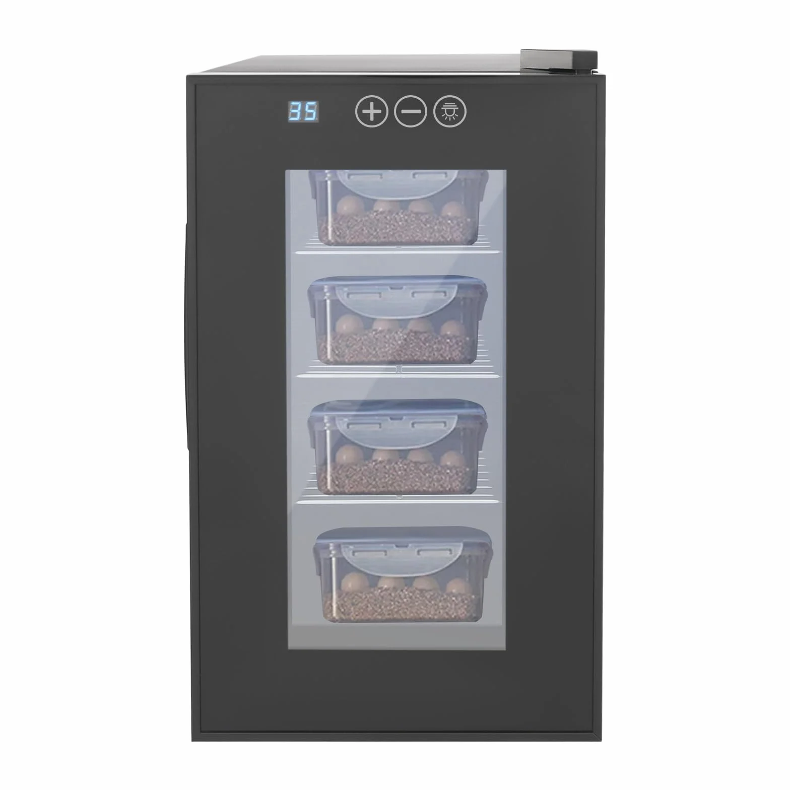 Incubatore per uova rettili da 23 l, 55 W, automatico con indicatore LED, mostra un incubatore silenzioso, temperatura regolabile 10 – 40 °C per tartarughe d'acqua, 25,8 x 50,2 x 46,5 cm, nero