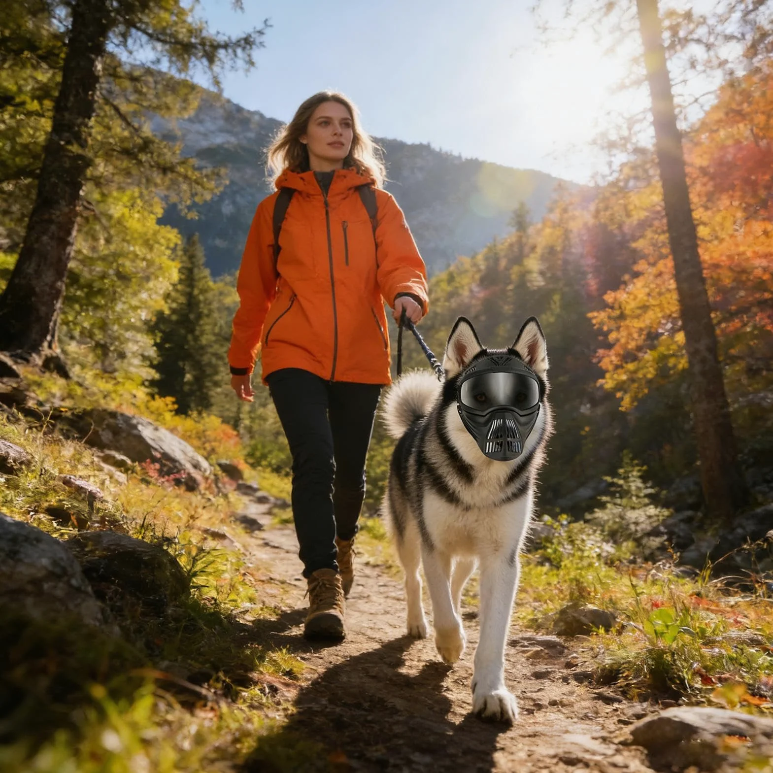 Occhiali Da Sole Per Cani Protezione Antiappannamento E Copribocca | Maschera Protettiva Regolabile con Protezione UV e Antivento per Escursionismo e Addestramento Taglia Media Grande Faccia
