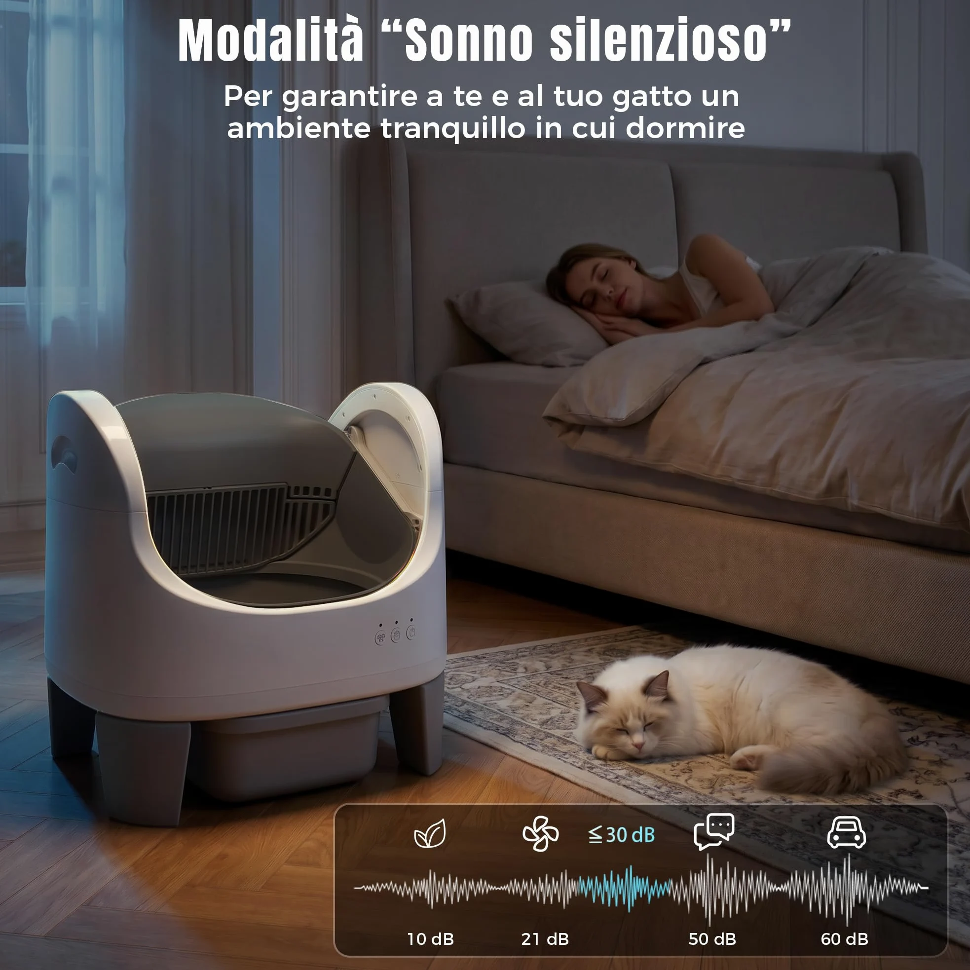 Jummico Lettiera Gatto Autopulente, Lettiera Autopulente per Gatti Aperta, Controllo APP / 15 Giorni senza Rimuovere le Feci/Design Anti-Pizzicamento, Lettiera Smart adatta per Gatti da 1,5 a 10 kg