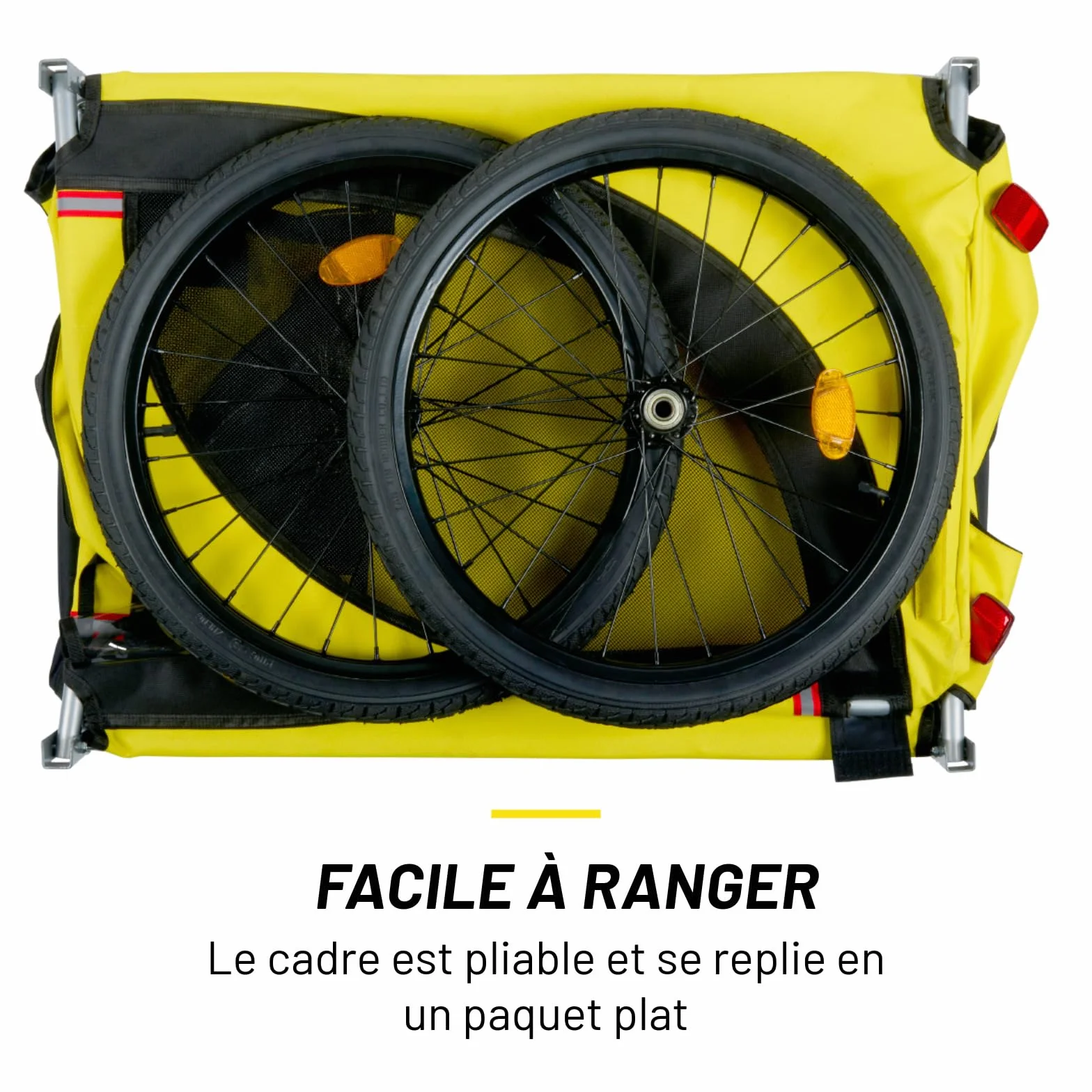 Dunlop Carrello per Bici Max. 40 KG - Rimorchio Bici Cani Pieghevole a Piatto - Facile da Montare - Rimorchio Bicicletta Copertura Antipioggia - Ruote Gonfiabili Rimovibili