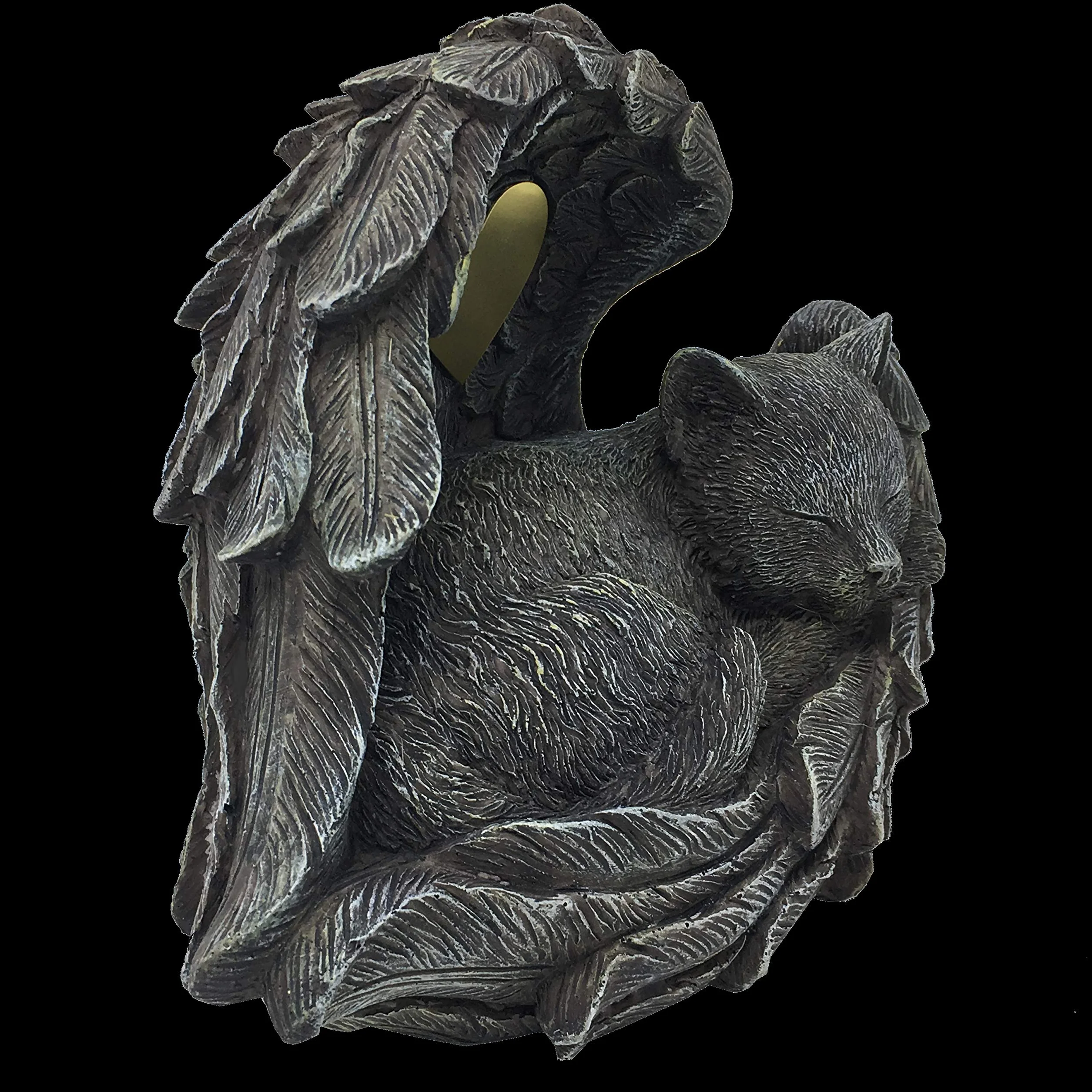 MystiCalls Urna di gatto grigio come figura di angelo nell'ala, urna di animali