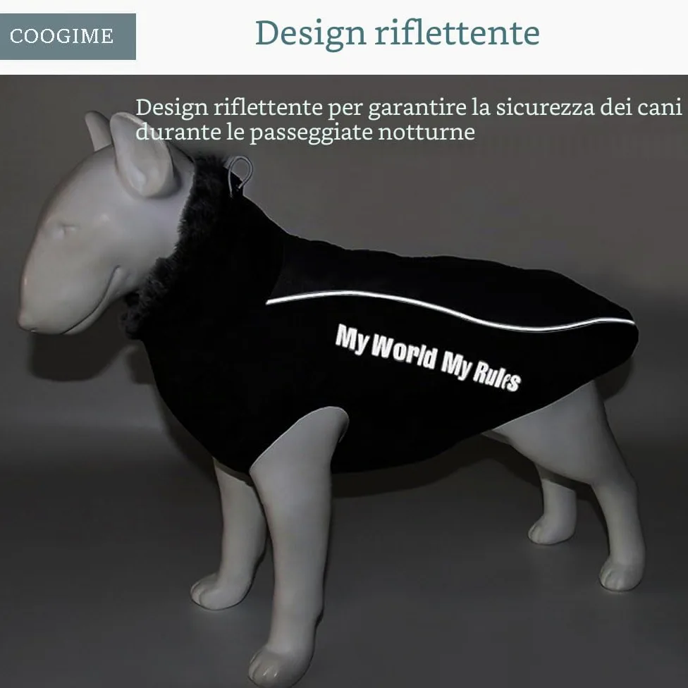 Cappotto per cani per cani di taglia media e grande, cappotto impermeabile per cani, giacca invernale riflettente per cani, abbigliamento per cani per l'inverno (XL-6XL) (nero, 6XL)