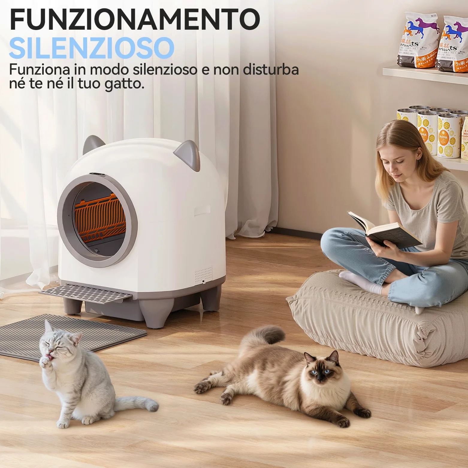 TRIUMPHKEY lettiera gatto autopulente, lettiera autopulente per gatti xxl da 90L con controllo APP/protezione anti-intrappolamento/sistema di deodorizzazione/cat litter box, per famiglie con più gatti
