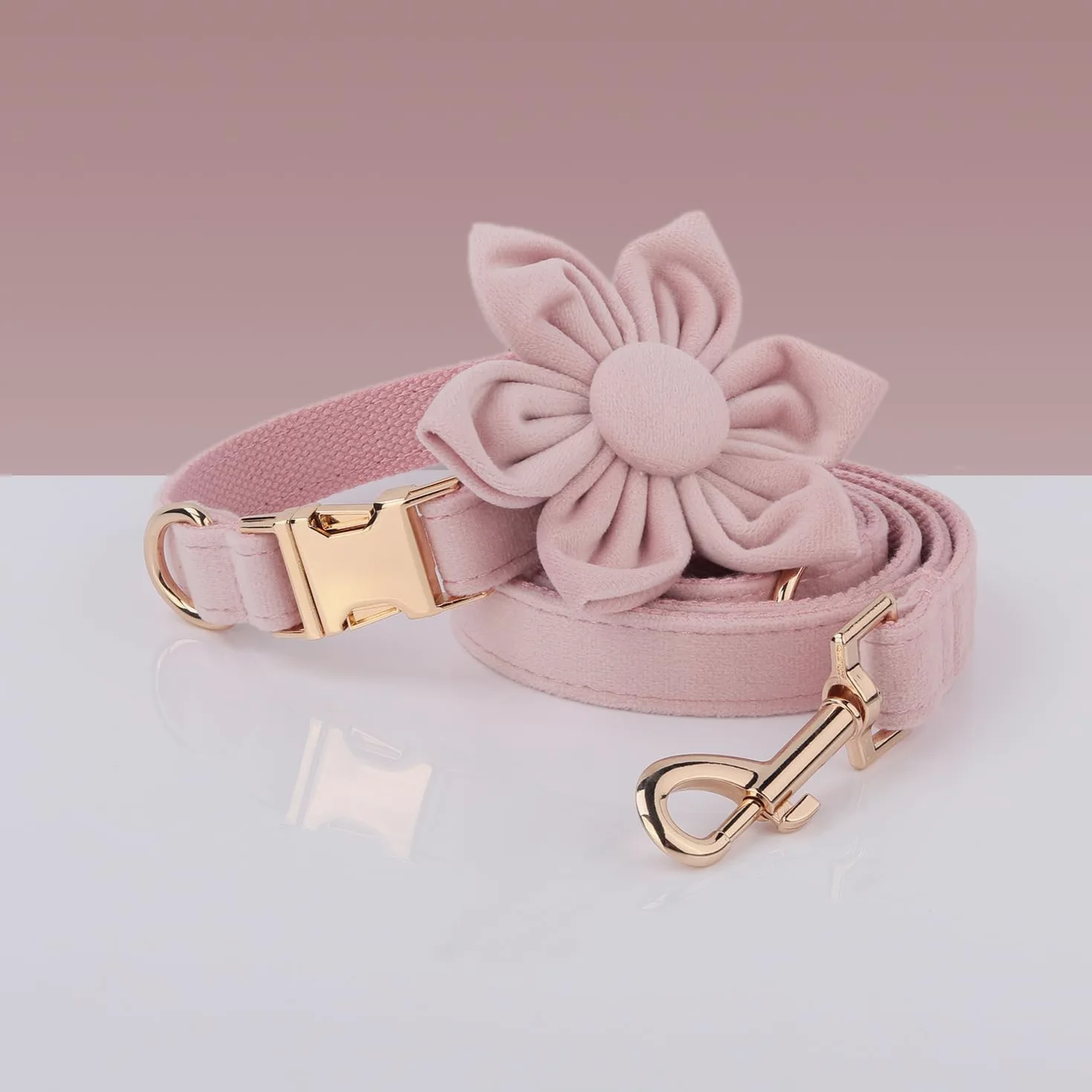 Collare per cani in velluto, personalizzato con nome, collare per cani personalizzabile con fibbia in metallo a sgancio rapido, guinzaglio e papillon disponibili (acqua di rosa, S)