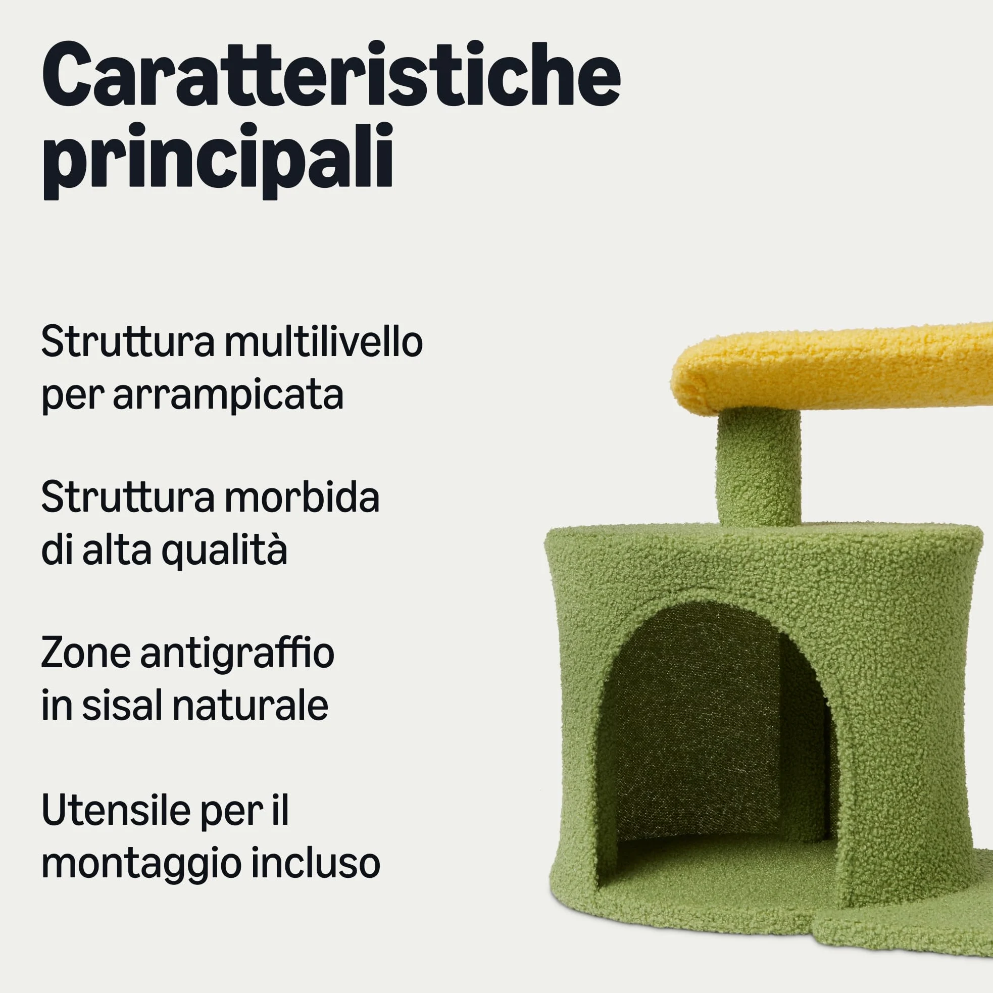 Amazon Basics - Albero Tiragraffi per Gatti e Gattini da Interni a Forma di Cactus,Colonna Tiragraffi con Piattaforma Curva e Accogliente Condominio, Pallina Oscillante Interattiva,Altezza 78cm,Verde