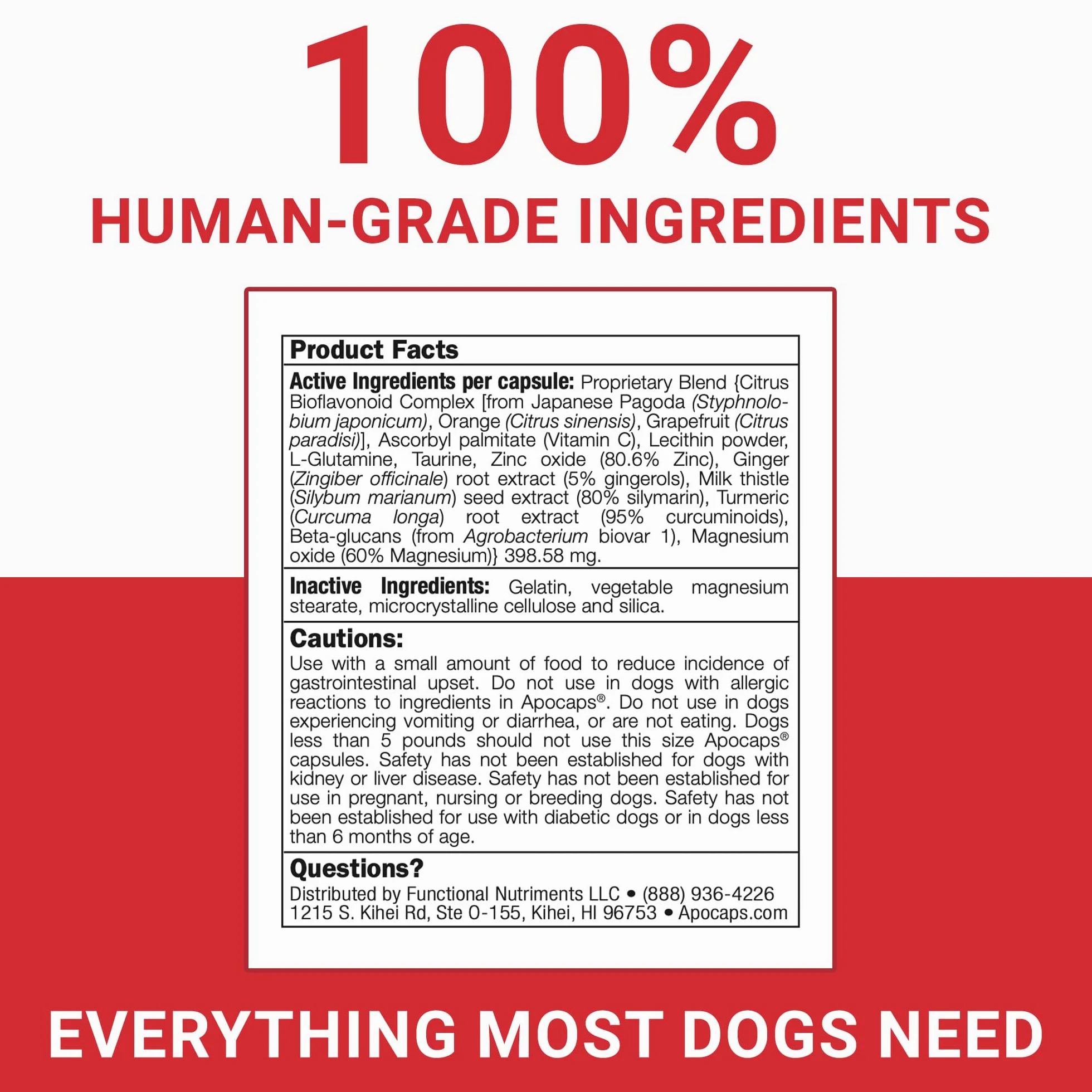 Apocaps CX formula con apoptogeni per cani (90 capsule) – sostiene i normali livelli di apoptosi + ingredienti di grado umano, tra cui bioflavonoidi agrumari, silimarina, curcumina e curcuma
