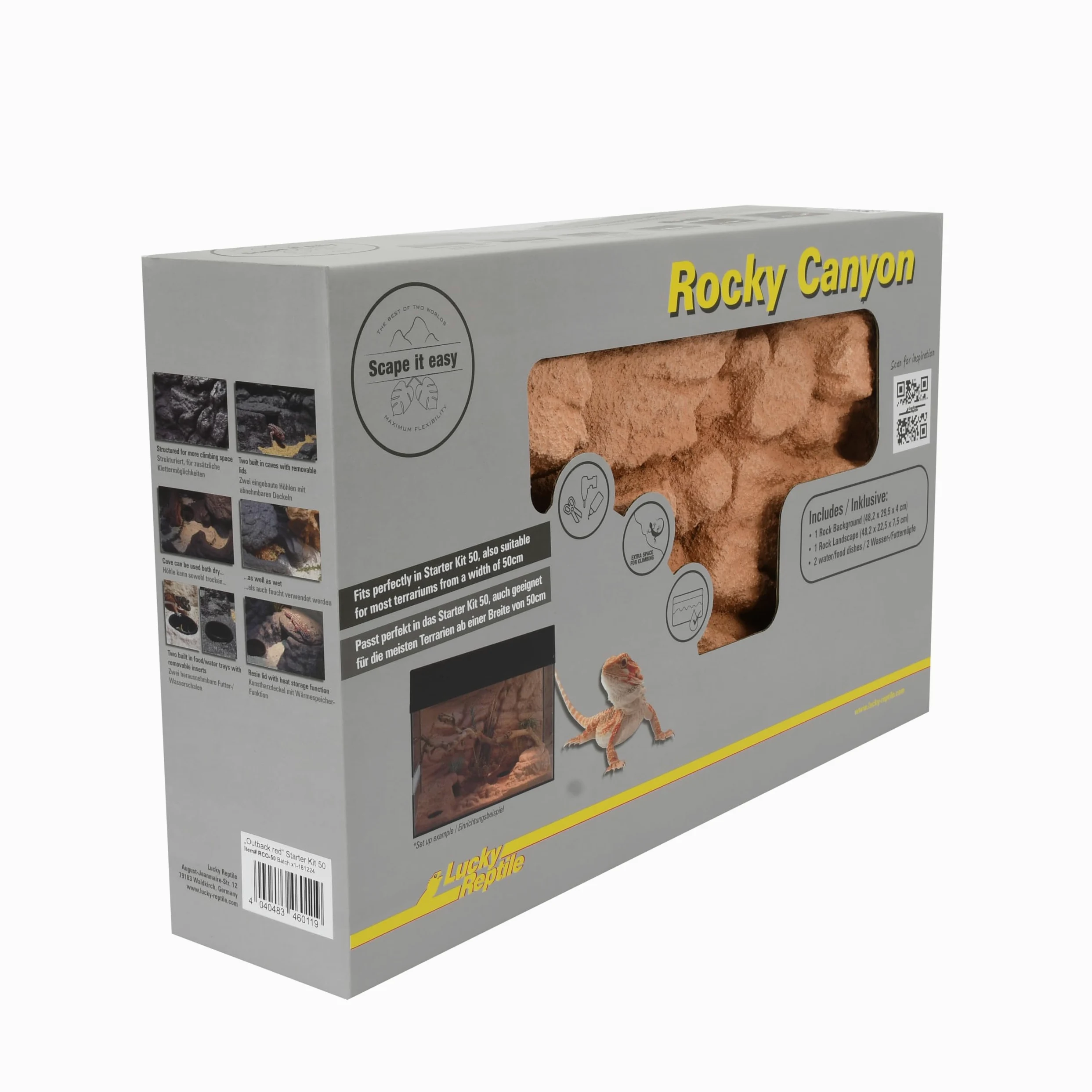 Lucky Reptile Rocky Canyon (2 pezzi) – Scape it Easy – Outback Red, 48 x 25 x 29 cm, per Starter Kit 50 cm
