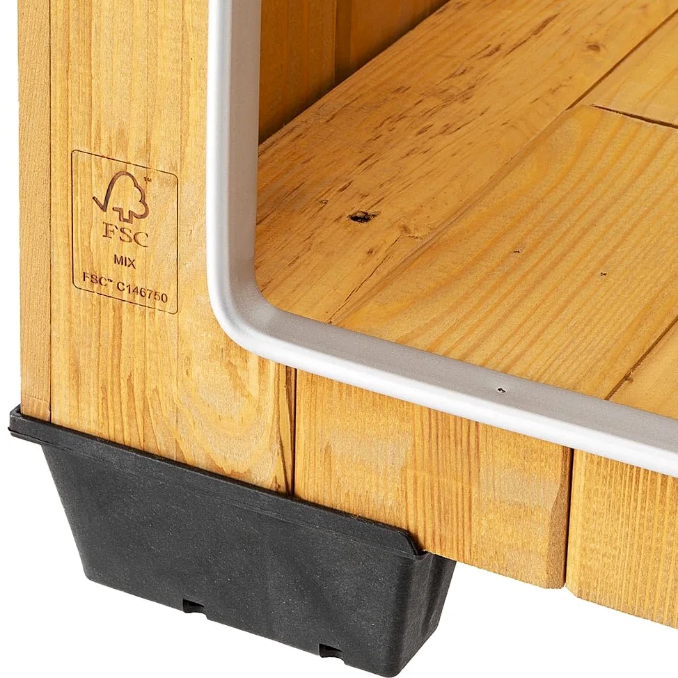 Ferplast Baita 100 Casetta per Cani in Legno FSC - Tetto Apribile, Impermeabile & Anti-UV - Spiovente, con Chiusura - Porta Antimorso in Alluminio - Piedi Isolanti - 121 x 78 x h 78,5 cm