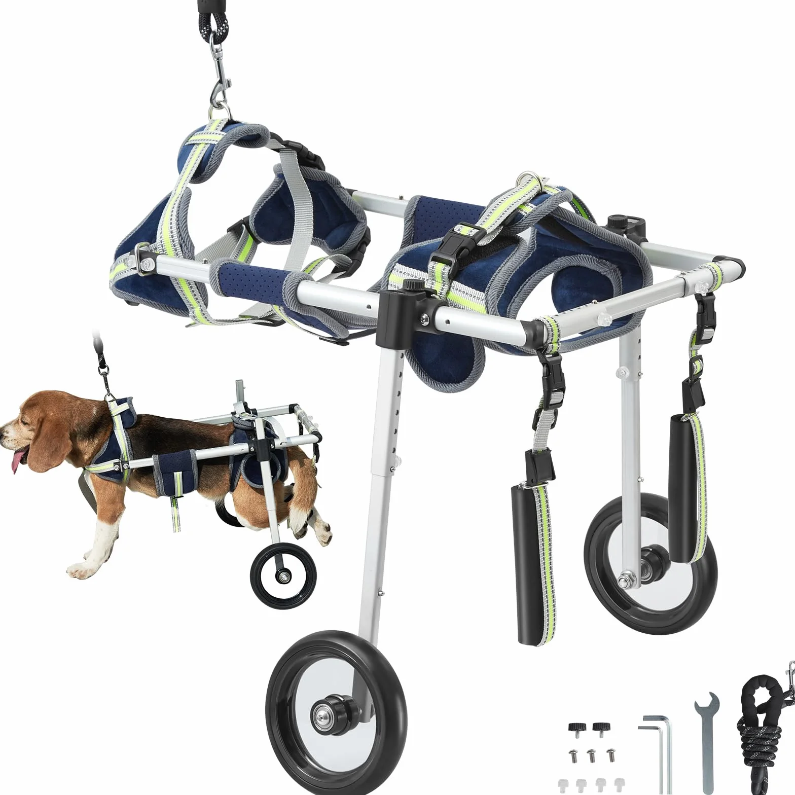 VEVOR Carrozzina per Cani a 2 Ruote per Gambe Posteriori, Carrozzina per Cani Leggera Regolabile Aiutare nella Guarigione, Carrello per Cani/Sedia a Rotelle per Feriti, Disabili, Paralisi, Misura S