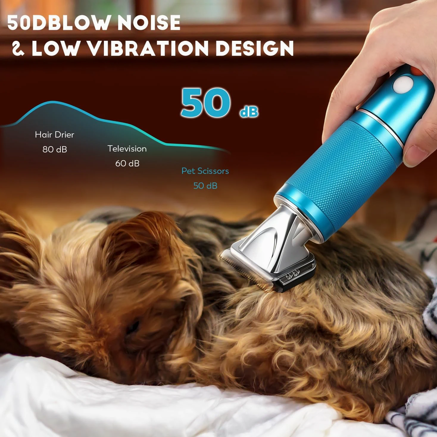 CGOLDENWALL 300W Tosatrice per Cani per Animali di Tutti i Tipi di Pelo, Velocità Regolabile su 3 Livelli da 2000-6000 giri/min, Cavo da 3 m, Rumorosità< 50DB, Con 2 Lame& 2 Pettini (3/6 mm, 9/12 mm)