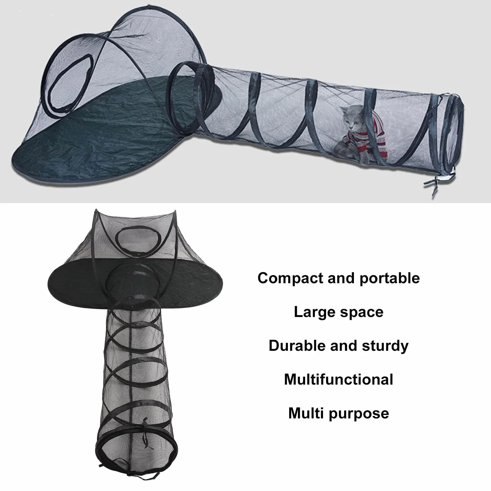 Recinti per Gatti da Esterno, Tenda per Animali Pieghevole Portatile con Tunnel, Tessuto Oxford e Rete, Box Perfetto per Gatti e Piccoli Animali 46,1 X 23,6 X 19,7 Pollici