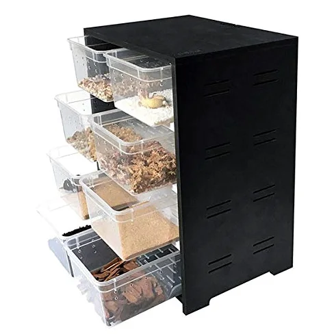 Armadietto in PVC per rettili in inverno terrario per rettili con scatole di allevamento (nero (con cuscinetto riscaldante))