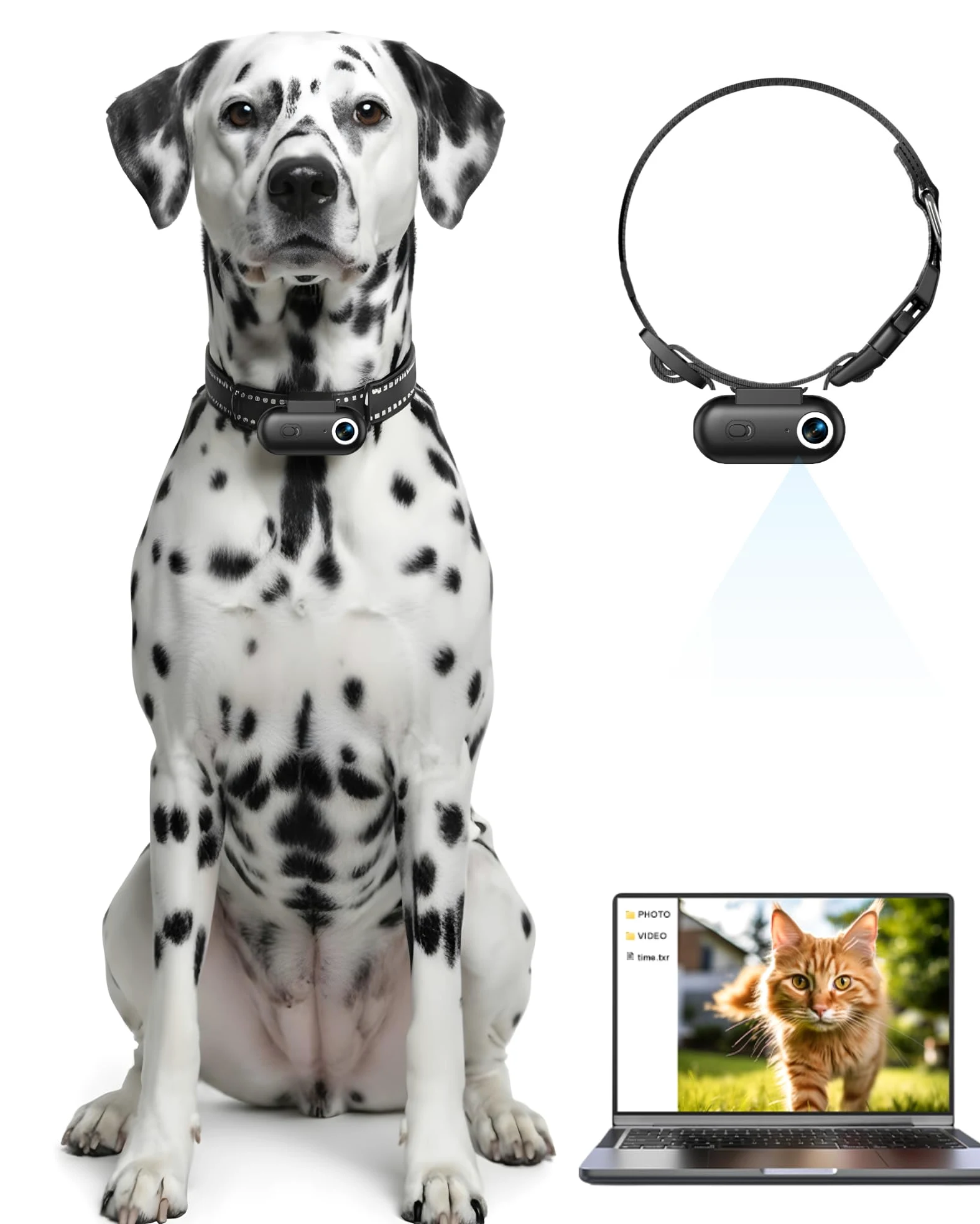 Collare per fotocamera per cani e gatti, 1080p HD registrazione video POV Cam per cani di taglia media e gatti grandi, taglia M, mini action camera ricaricabile con riproduzione USB su PC