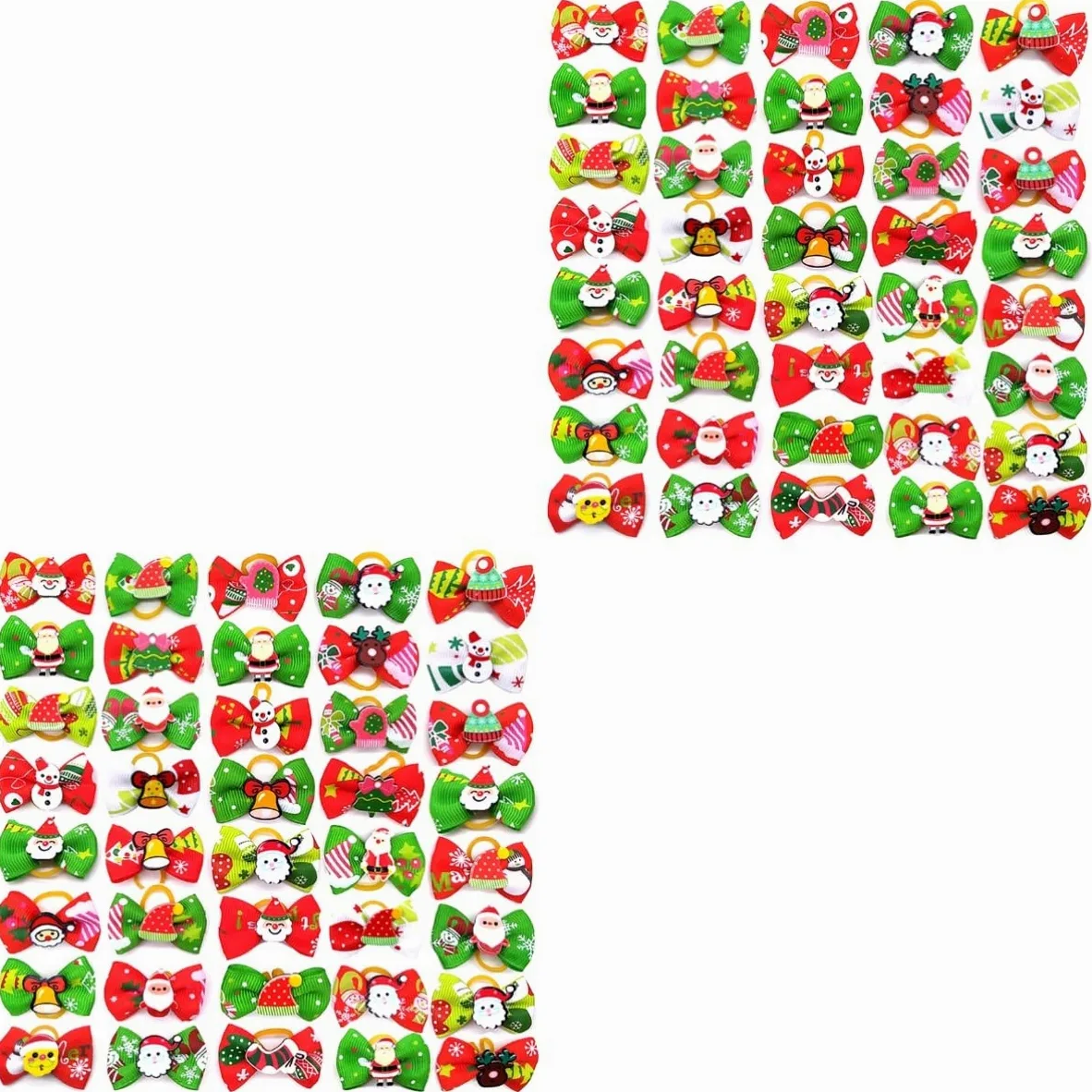 Mipcase 200 Pz Natalizi per di Animali Domestici Fiocchi di Pelo di Cane di Natale Fiocco di Natale per Cani Fiocchi di Pelo di Cucciolo Fiocchi di Cucciolo Elastico Il Cane