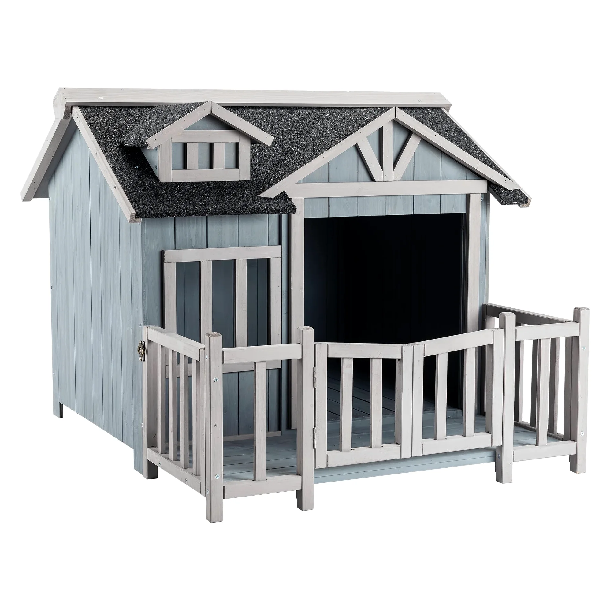 Cuccia per cani Luxus XL con patio in legno per uso esterno
