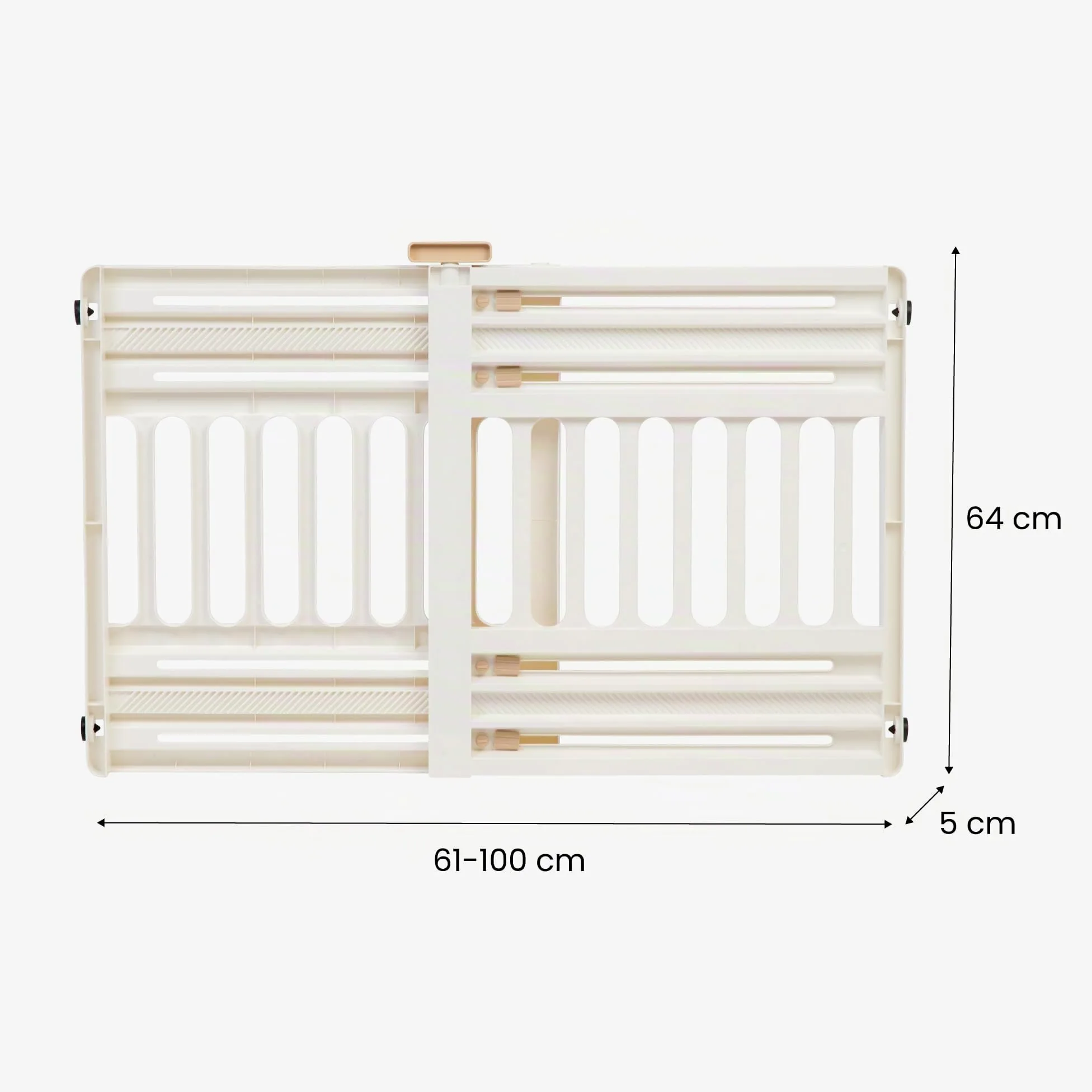 Iris Ohyama, Cancello di sicurezza per animali domestici con chiusura a pressione, estensibile da 61 a 100 cm, chiusura a mano, 2 tamponi per latoper cane - Pet Barrier PBR-600, Bianca