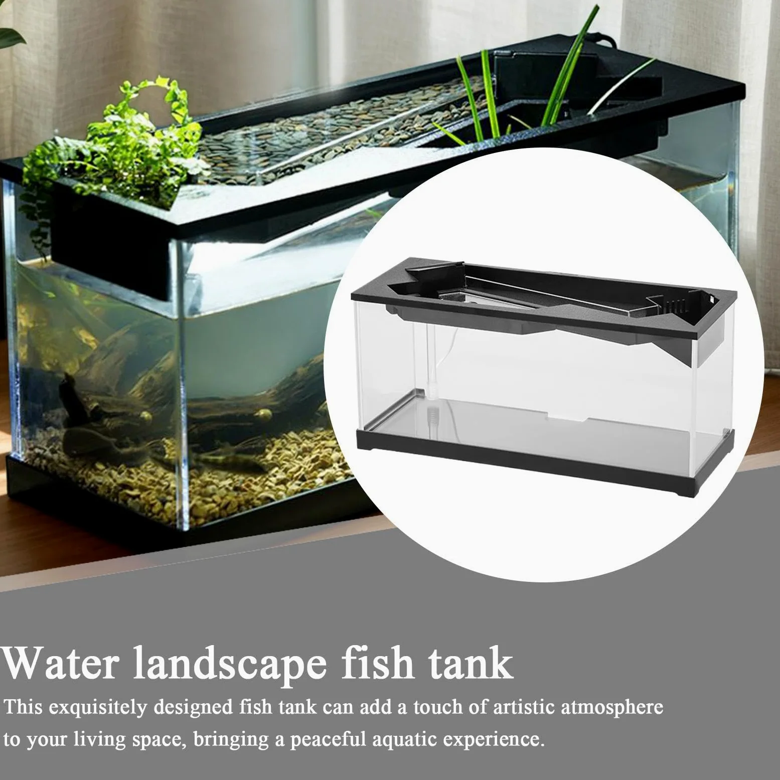 Piccolo acquario con filtro, serbatoio da scrivania | Acquario acrilico chiaro con filtro,Habitat Fish Bowl con ciclo per la casa, studio, tavolo