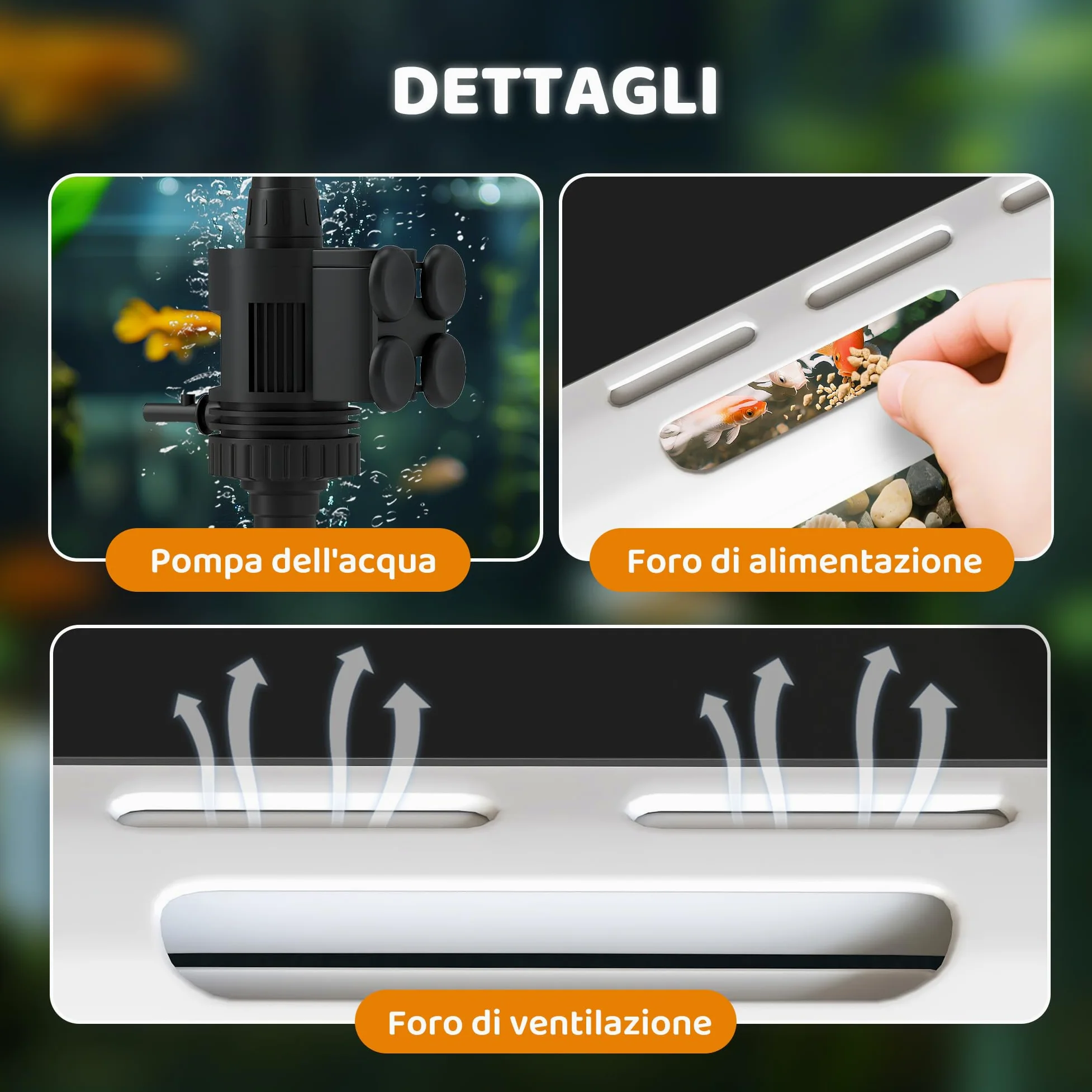 PawHut Acquario in Vetro 17L per Pesci Rossi con Illuminazione LED, Acquario Completo con Pompa d'Acqua e Sistema di Filtraggio, Vaschetta per Pesci Acqua Tropicali 35x21x31 cm Bianco