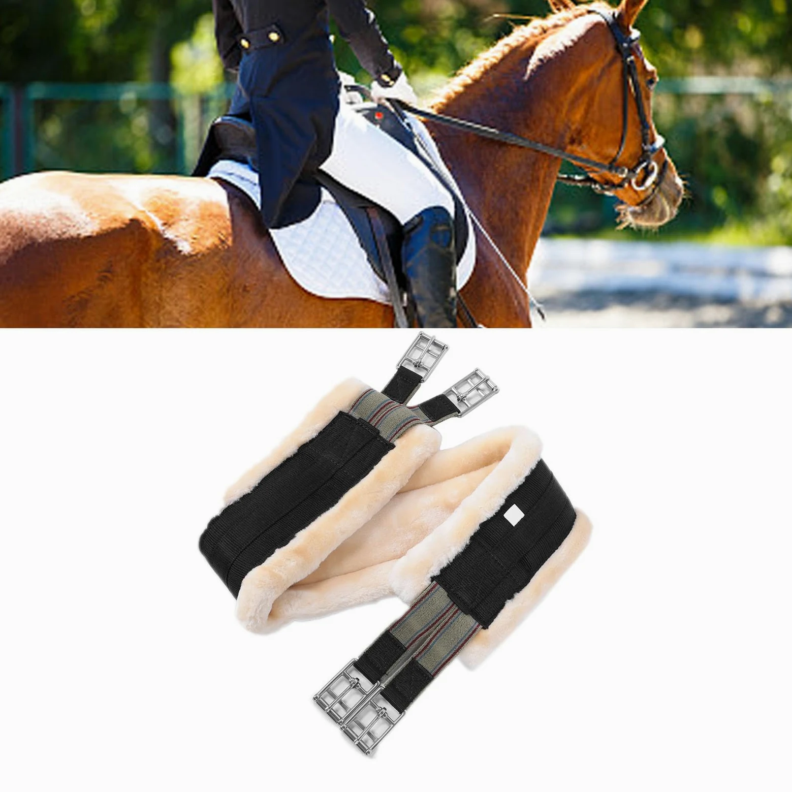 Sottopancia per Sella Inglese Finto Imbottito, sottopancia per Cavalli con Meno Les in Acciaio, attrito per la Guida Quotidiana, sottopancia per Cavallo Compatibile per Sella