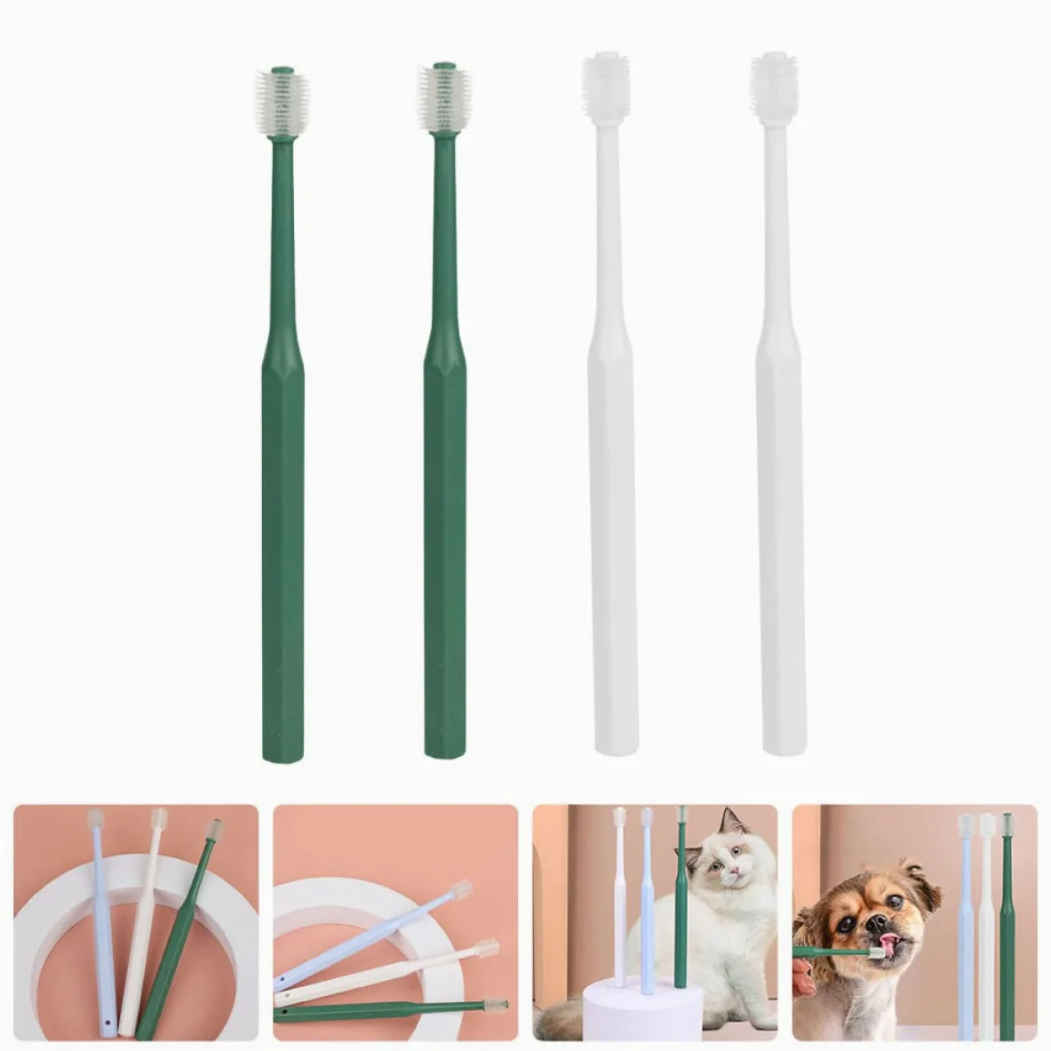 Mipcase 12pezzi Spazzolino Da Denti Per Animali Domestici Spazzolino Leggero Con Manico Ergonomico e Setole Morbide Pulizia Orale Profonda Per Cani e Gatti Gradi Di Comfort e Praticità