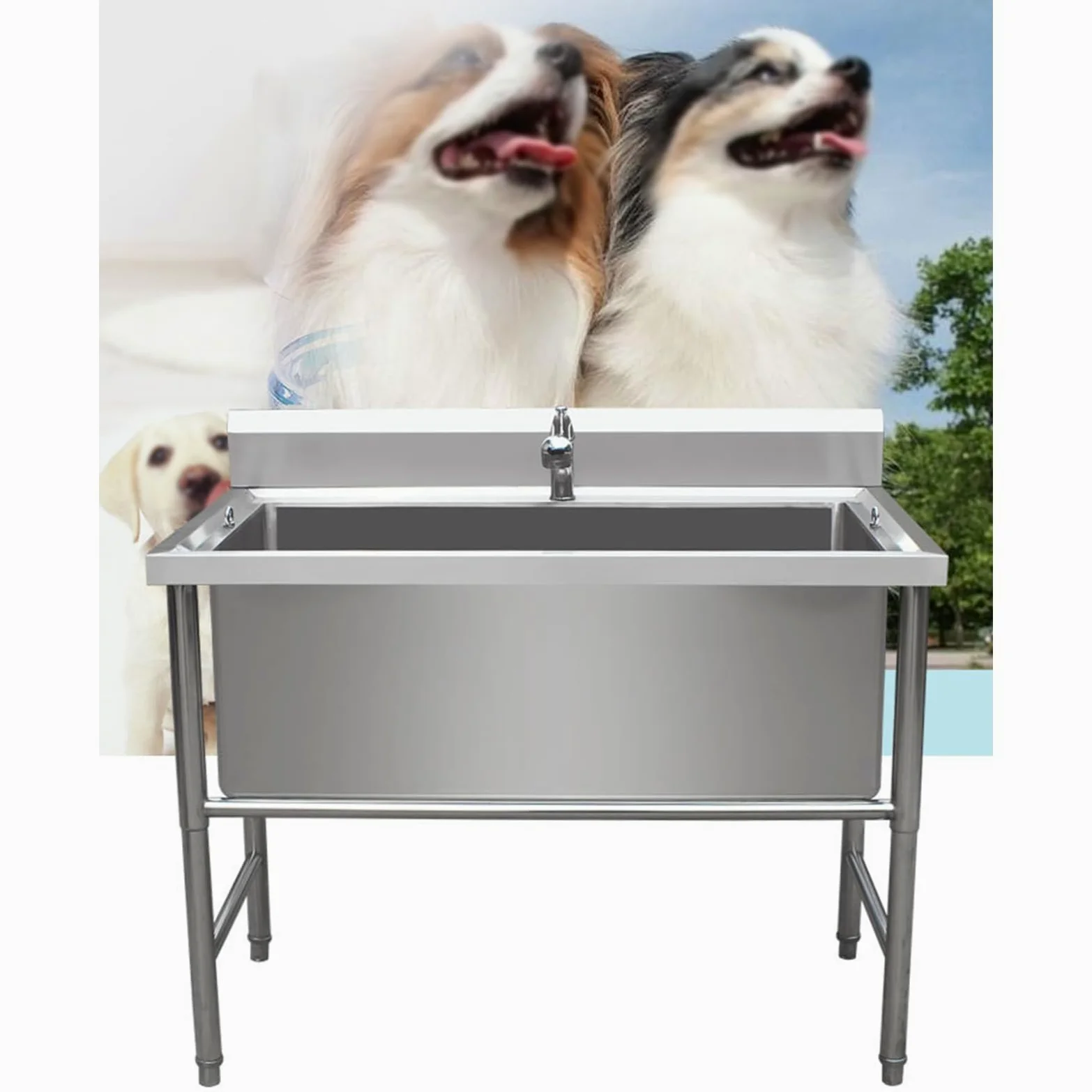 Dog Grooming Vasca da bagno, Pet Dog Grooming Vasca da bagno, Grande Dog Vasca da bagno Cane, Commercial Pet Grooming Vasca da bagno Per la casa, Professionale Acciaio Inox Pet Dog Vasca da bagno(100*