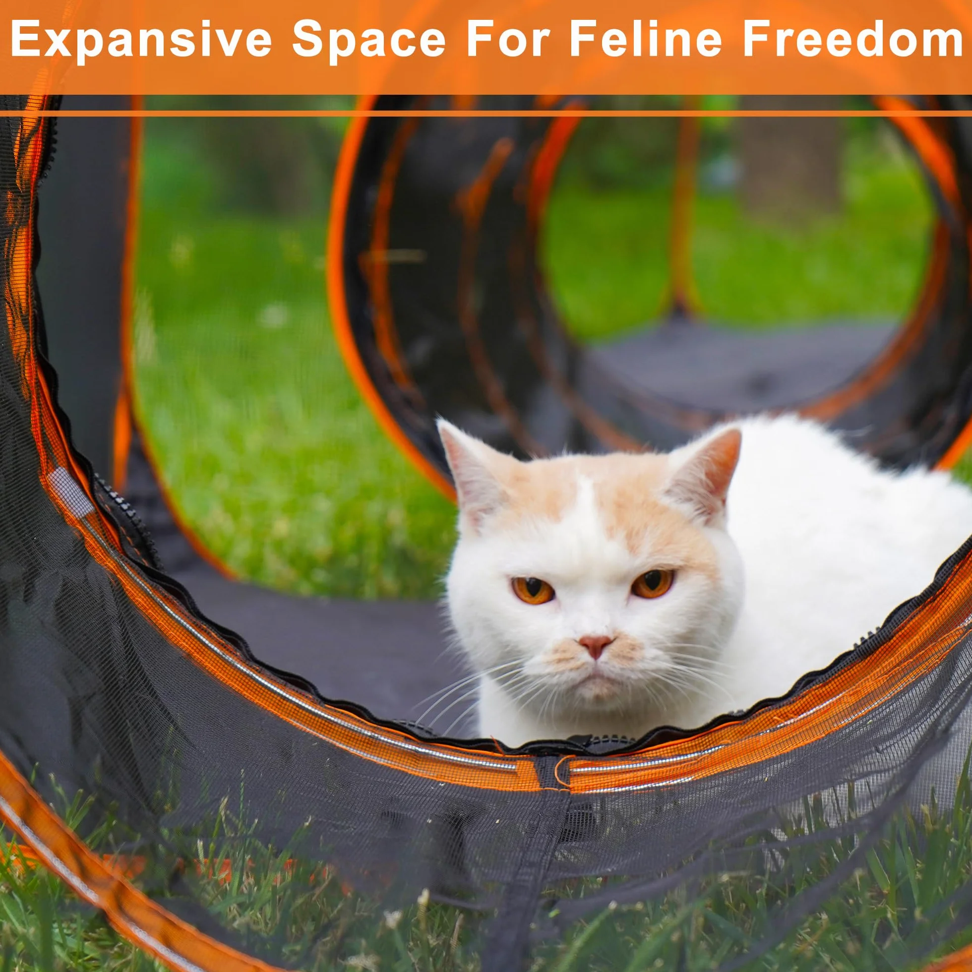Recinzione pieghevole per gatti – Box portatile per gatti con tenda a rete e tre tunnel (7 in 1)
