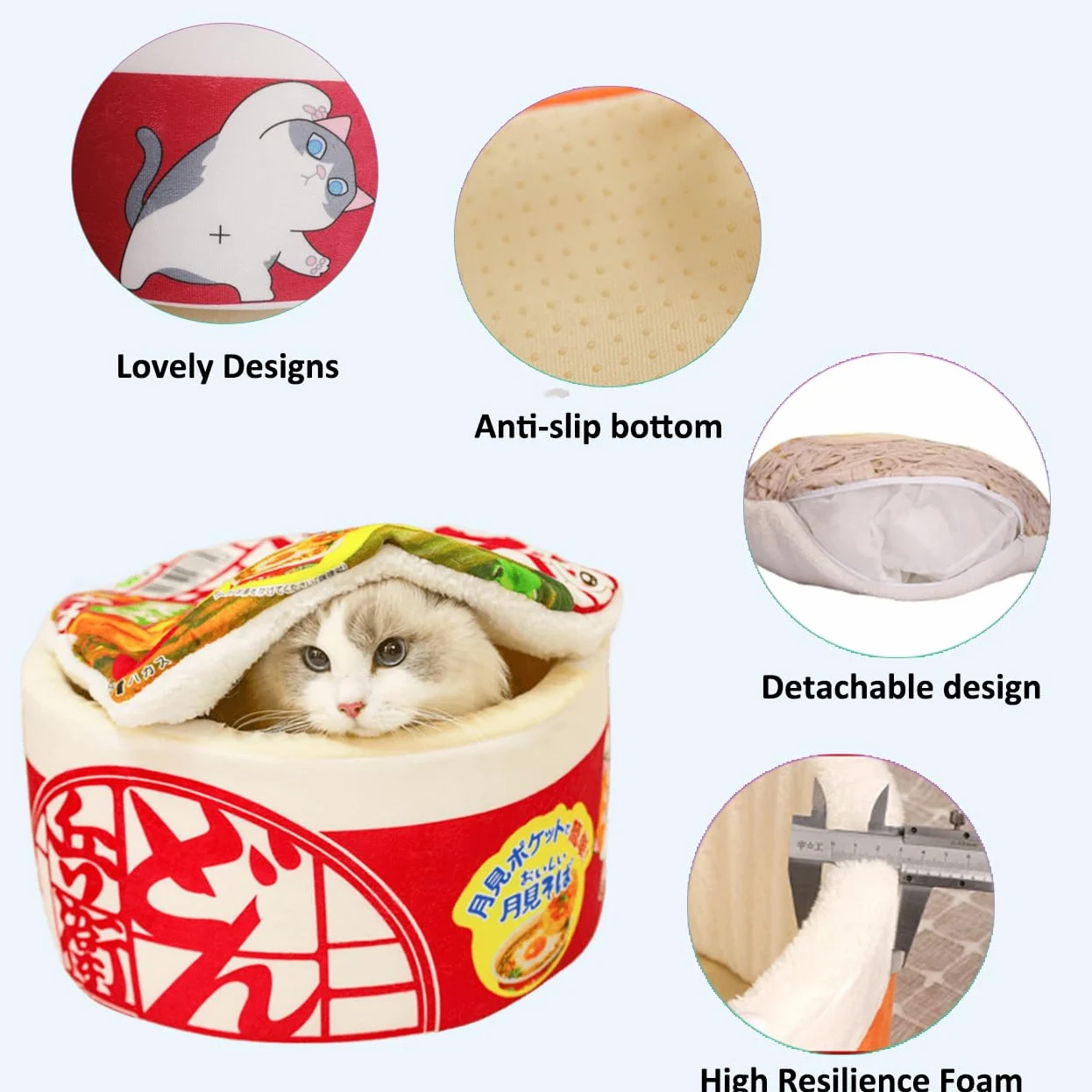 Cuccia per Gatti e Cani da Interno, Cuccia Gatto e cani, Igloo Per Gatti In Peluche Caldo e Accogliente con cuscino imbottito rimovibile e lavabile (Rosso, L)