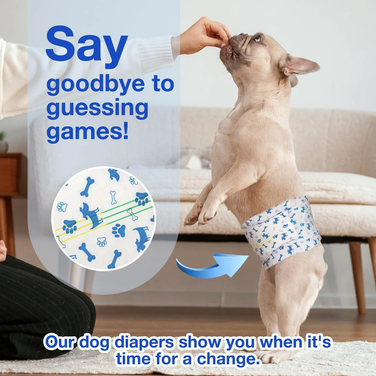 MICOOYO Pannolini usa e getta per cani maschi, mutandine super assorbenti per cani maschi, pannolini per cani con indicatore di umidità (S, confezione da 50)