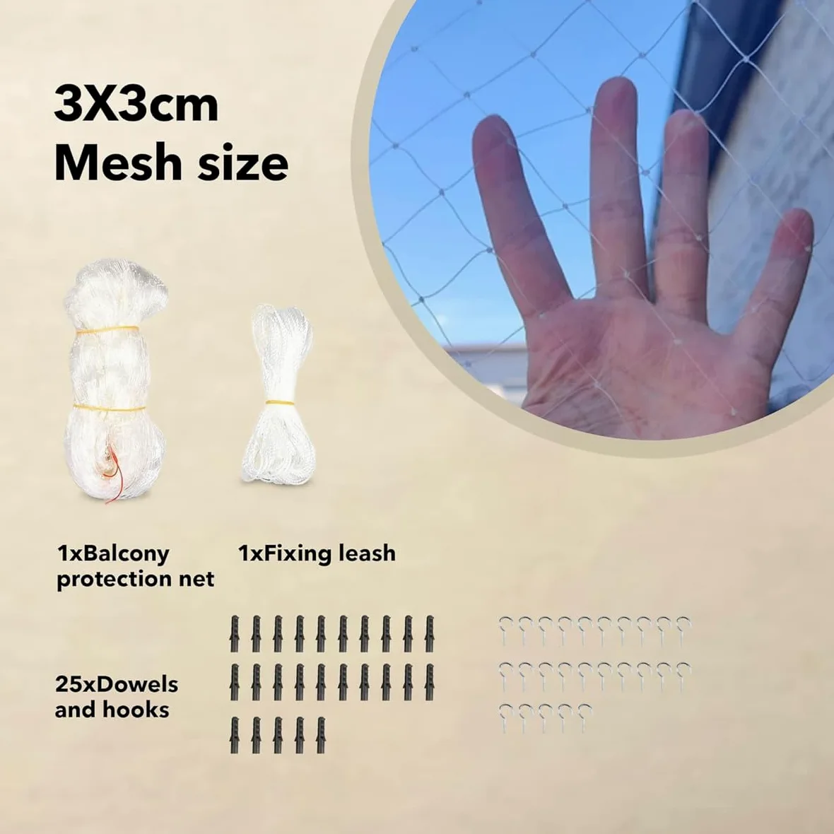 Sarini Protezioni Reti per Gatti 6 X 3 M Protezioni in Filo di Nylon di plastica Reti anticaduta di Sicurezza per Gatti?; Animali Domestici per Proteggere Le finestre del Balcone