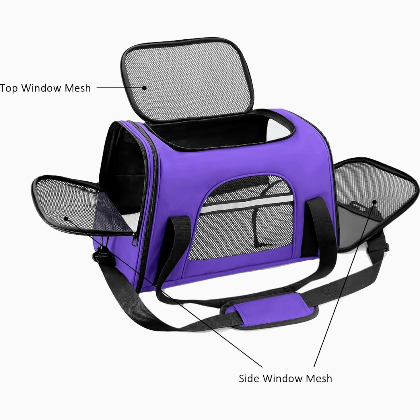 Trasportino per Cani e Gatti Borsa per Animali Portatile Pieghevole Borsa per Gatti Traspirante con Ciotola per Acqua Portatile (Viola)