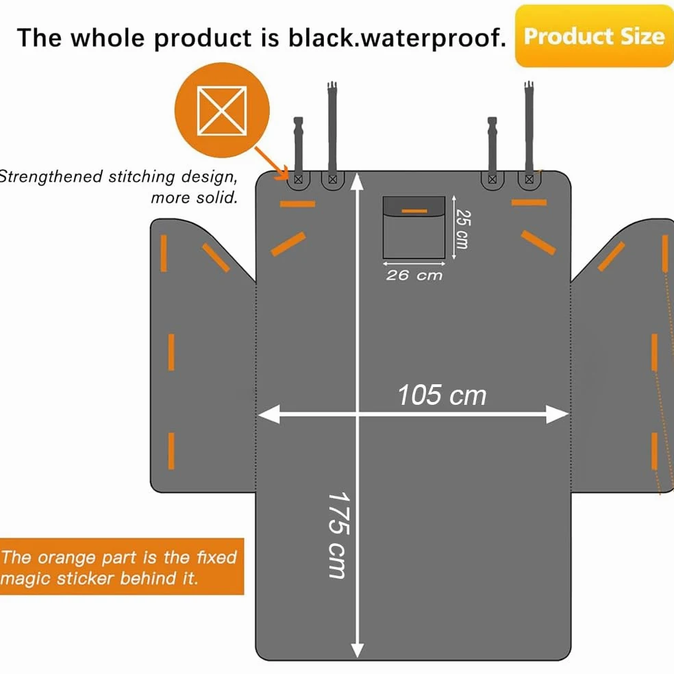 Protezione per bagagliaio auto cane per VW Passat B8 3G Variant 2014-2018,Telo Auto per Cani Copertura Protettiva per Baule con Protezione Laterale e Paraurti Telo Macchina,175 * 105-Black