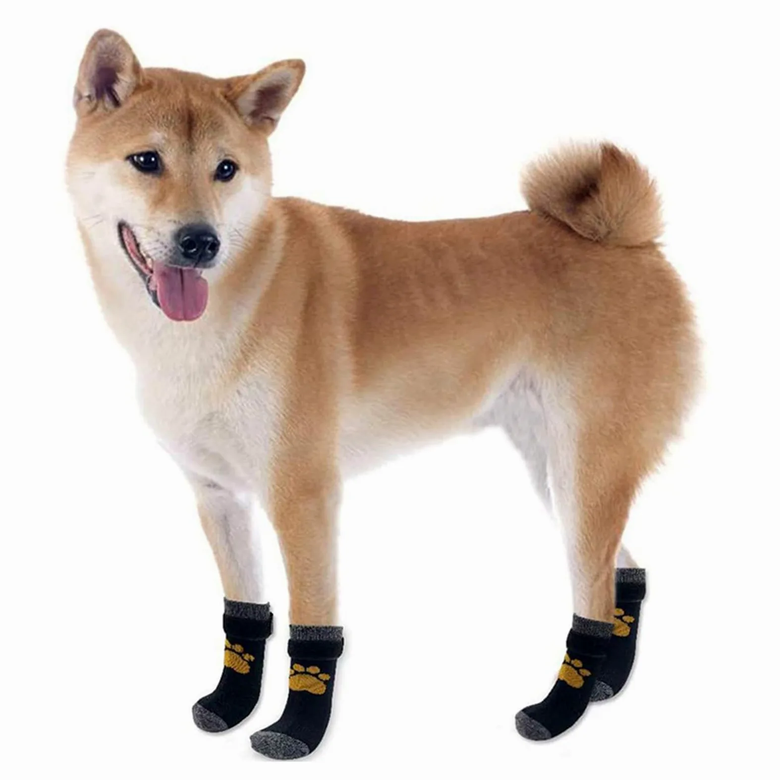 Calzini Antiscivolo per Cani con Cinghie Regolabili Protezioni per Zampe di Cane con Impugnature per Evitare Che Le Scarpe del Cane Lecchino O Scivolino,Nero,L