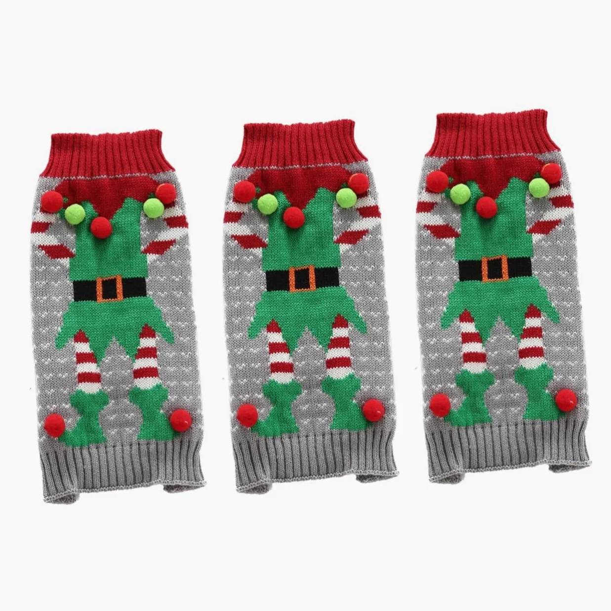BESPORTBLE 3pezzi Costume Natalizio per Cani Maglione Grigio Clown per Animali di Piccole e Grandi Abbigliamento Festivo per Cuccioli Maglione Pelliccia Morbida per Natale