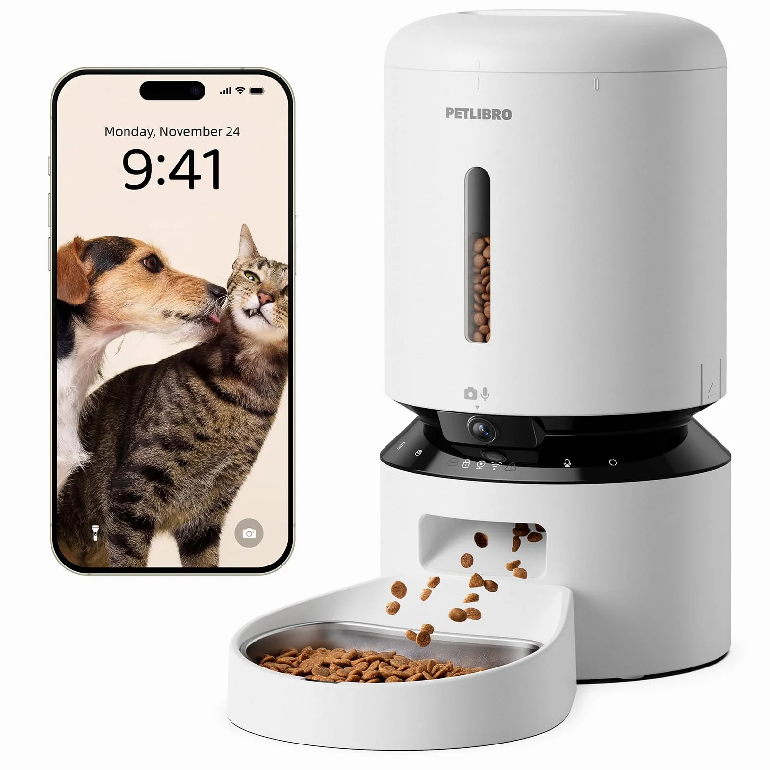PETLIBRO Mangiatoia Automatica per Gatti da 5 Litri con APP - Mangiatoia per Cani WiFi 5G e 2.4G Sensore Cibo Basso e Blocco