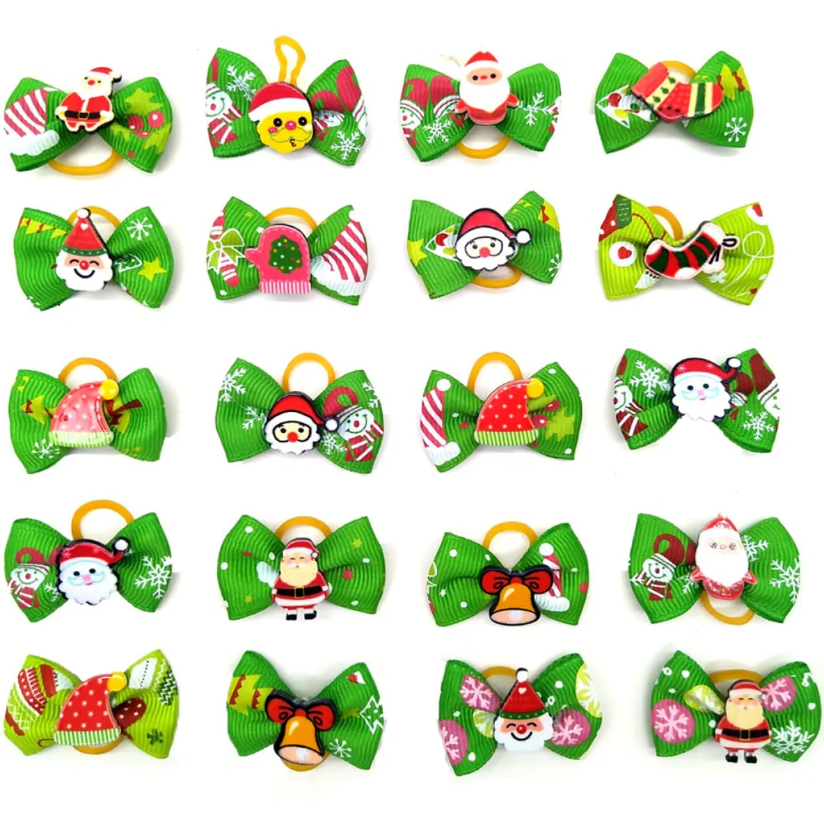 Mipcase 200 Pz Natalizi per di Animali Domestici Fiocchi di Pelo di Cane di Natale Fiocco di Natale per Cani Fiocchi di Pelo di Cucciolo Fiocchi di Cucciolo Elastico Il Cane